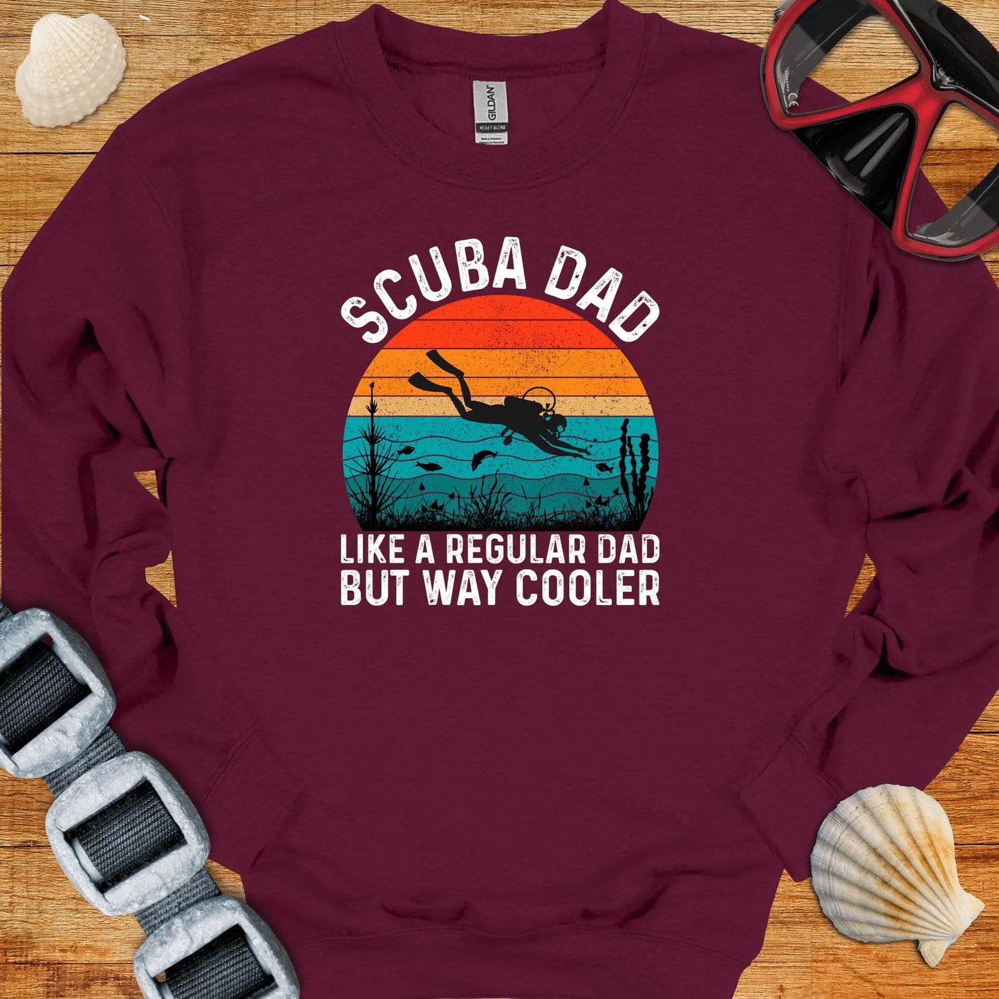 crewneck Maroon / S Scuba Dad Way Cooler Crewneck