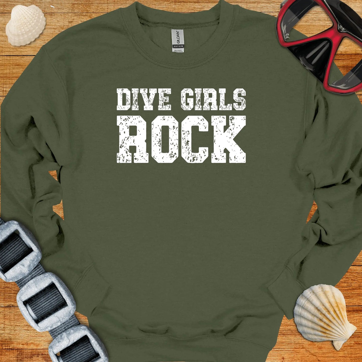 crewneck Military Green / S Dive Girls Rock Crewneck