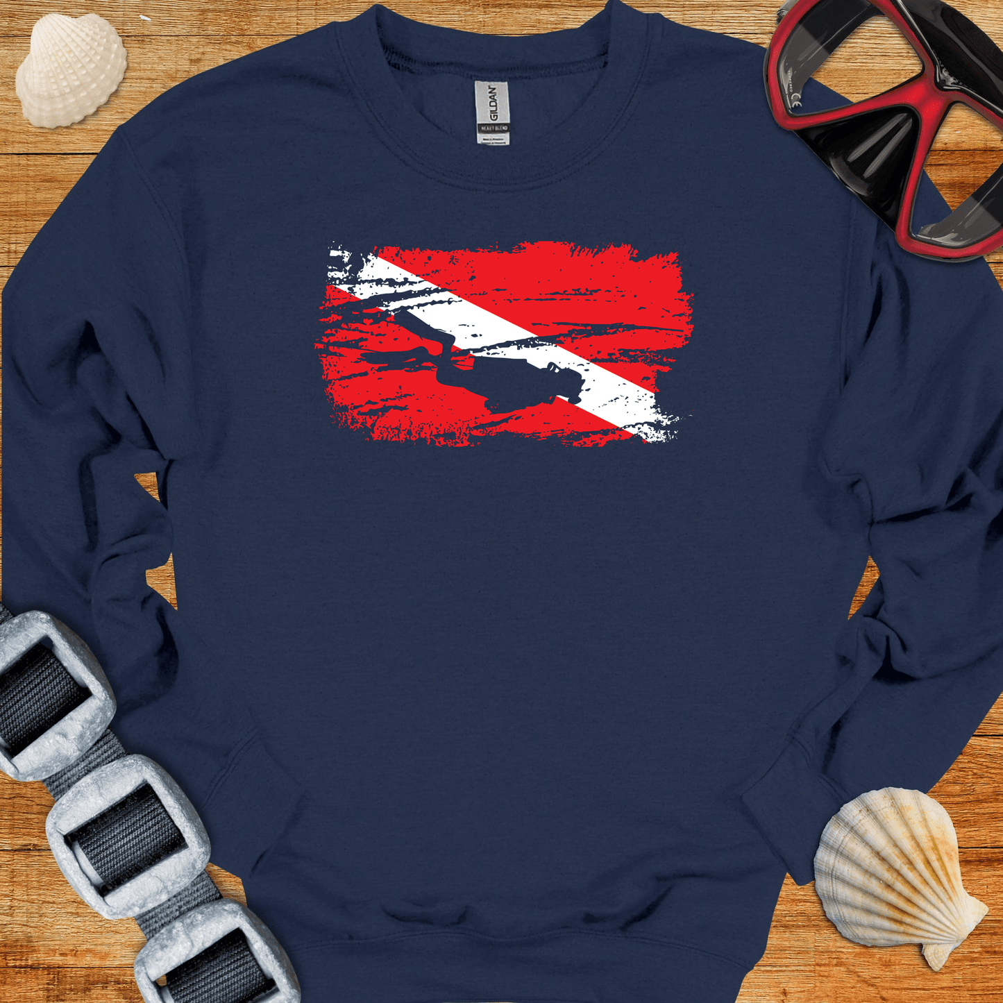 crewneck Navy / S Grunge Diver Flag Crewneck