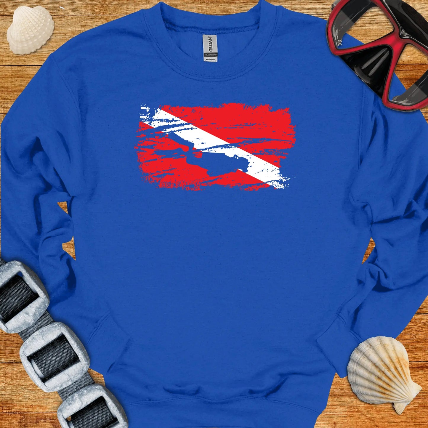 crewneck Royal / S Grunge Diver Flag Crewneck