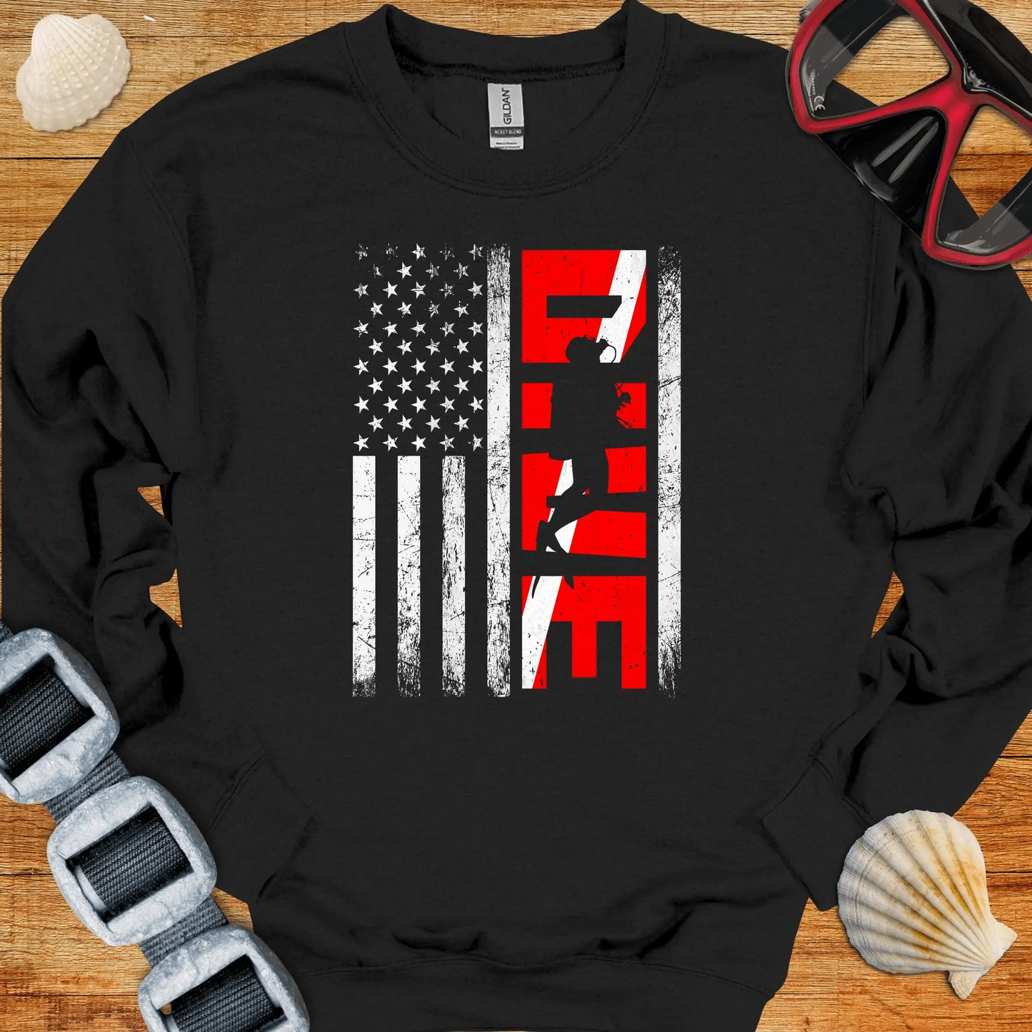 crewneck S / Black Diver USA Flag Crewneck