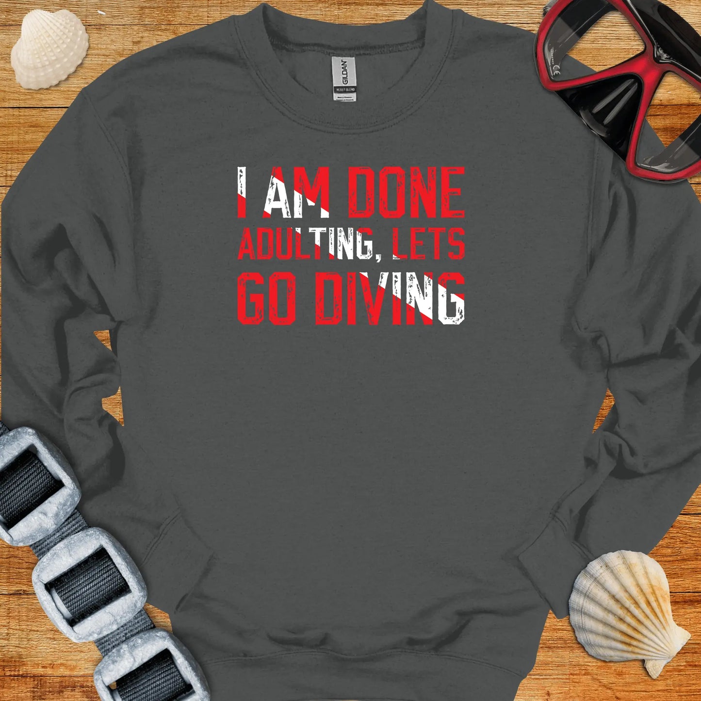 crewneck S / Charcoal Lets Go Diving Crewneck