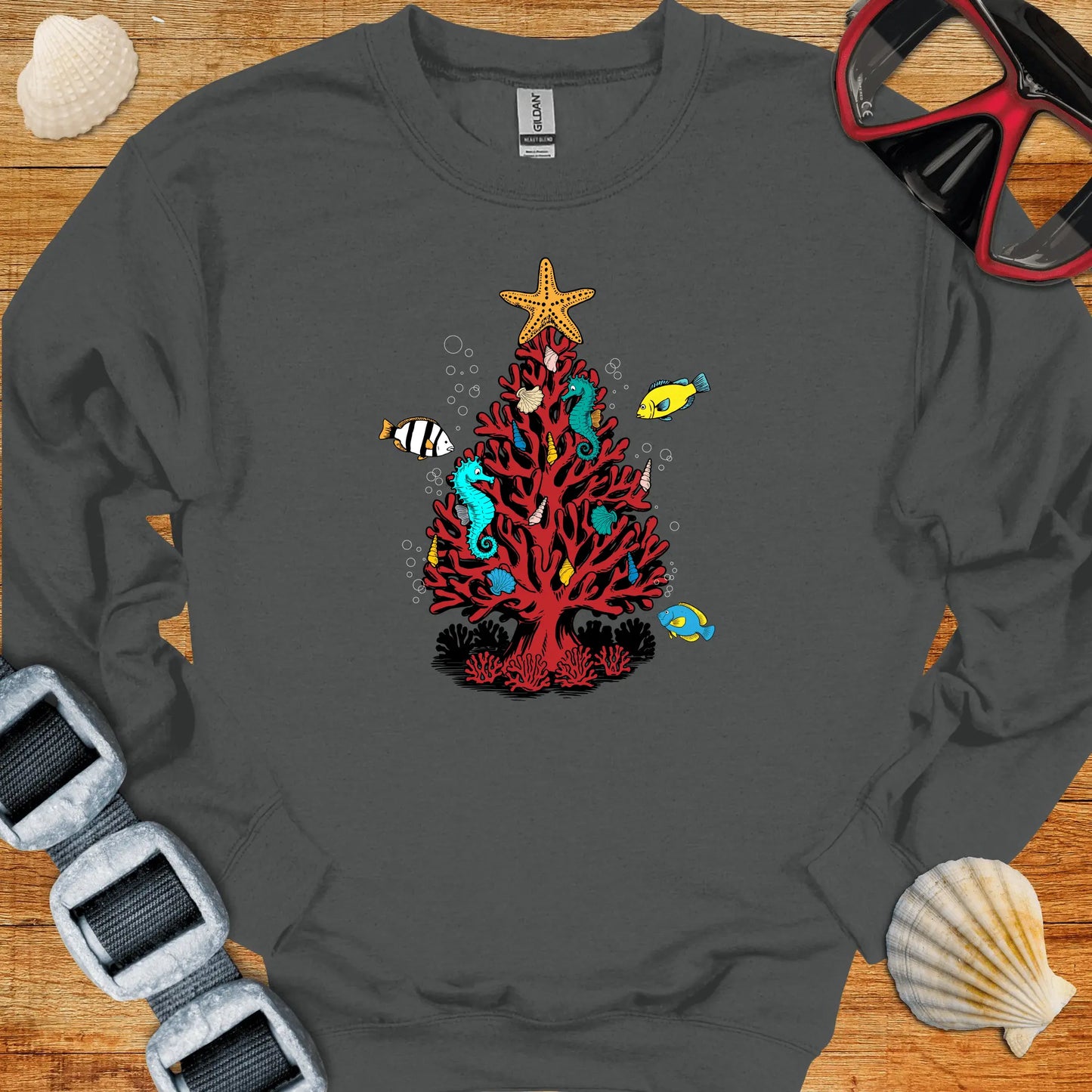 crewneck S / Charcoal Xmas Dive Tree Crewneck