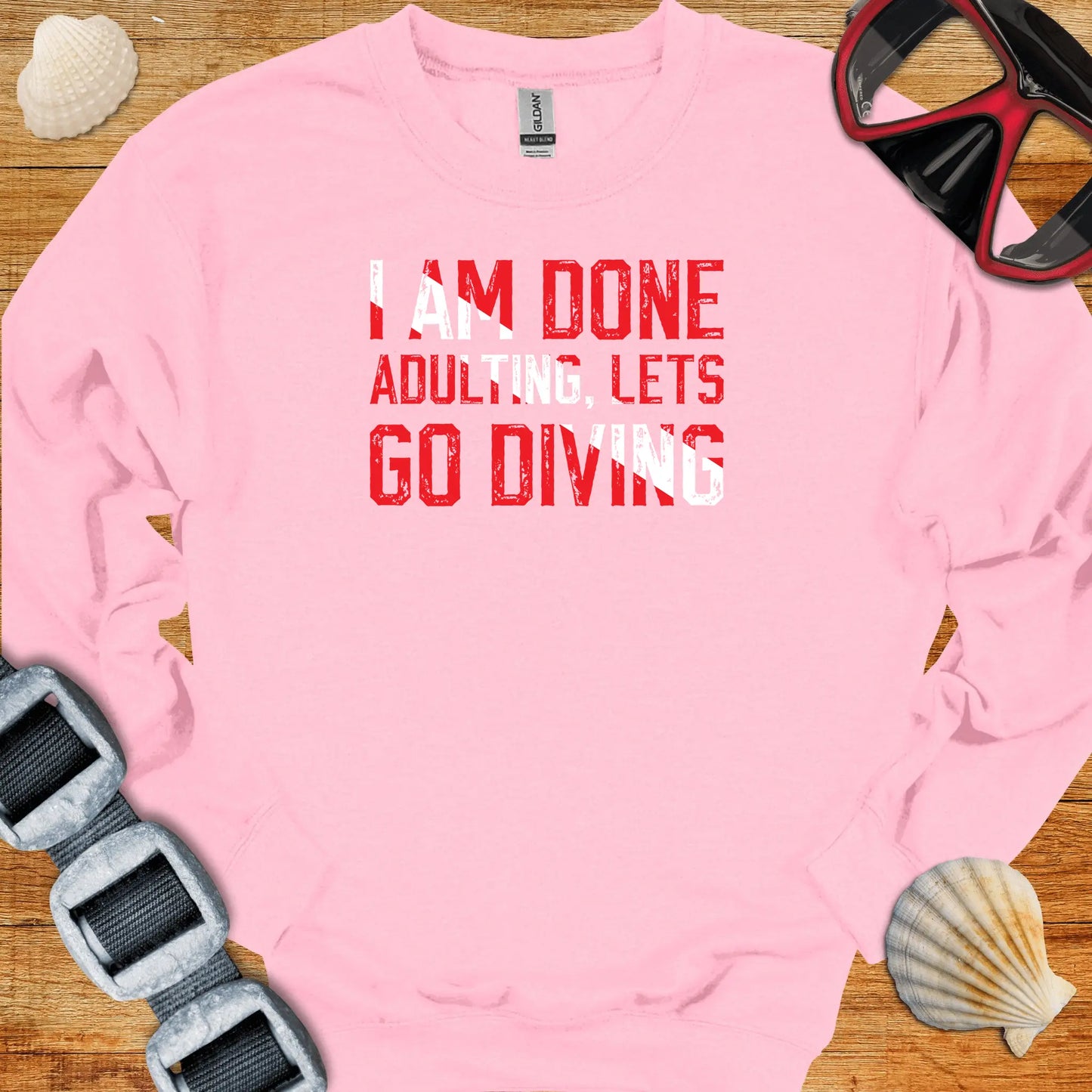 crewneck S / Light Pink Lets Go Diving Crewneck