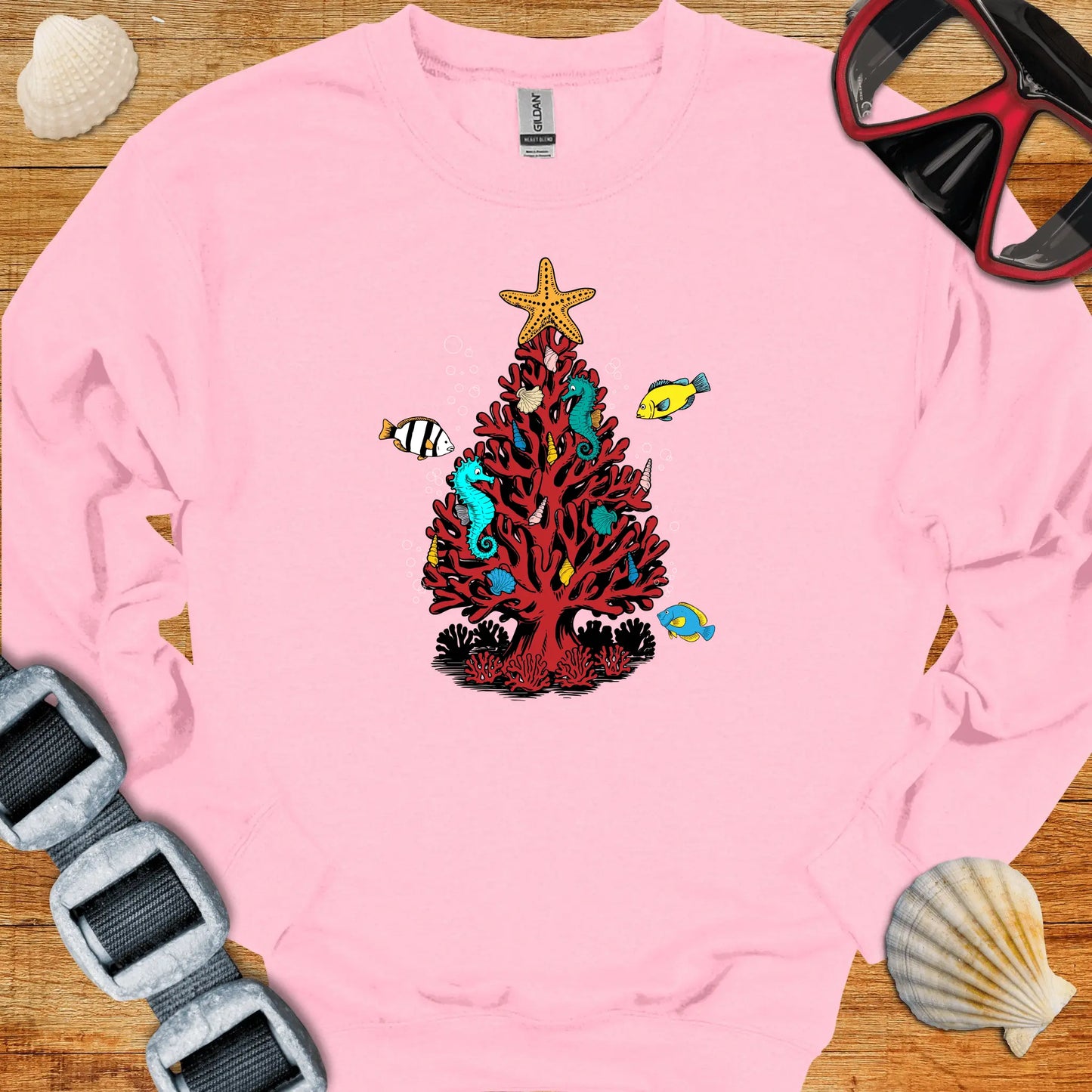 crewneck S / Light Pink Xmas Dive Tree Crewneck