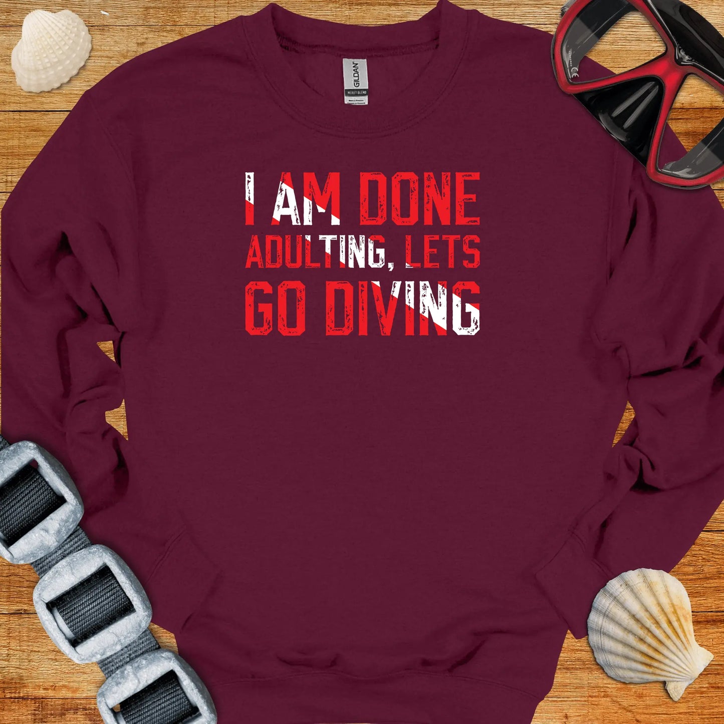 crewneck S / Maroon Lets Go Diving Crewneck