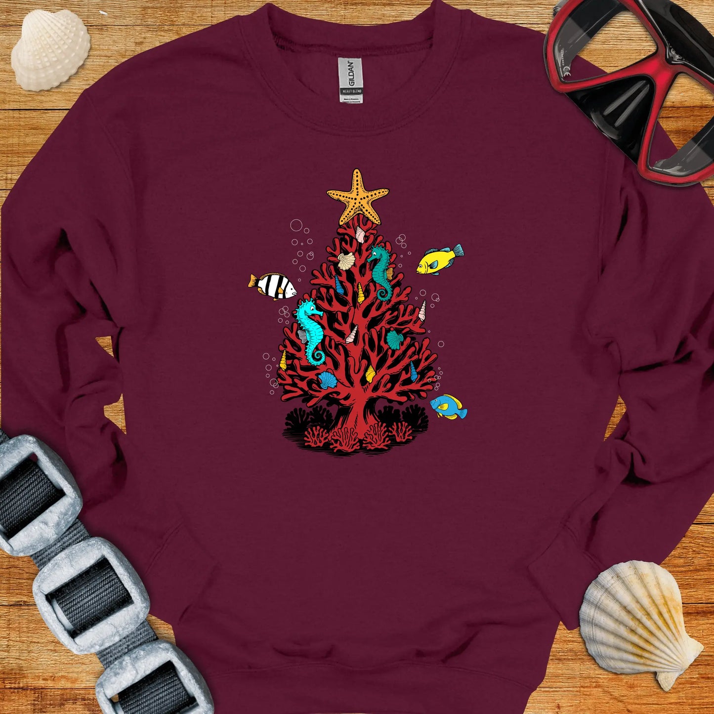 crewneck S / Maroon Xmas Dive Tree Crewneck