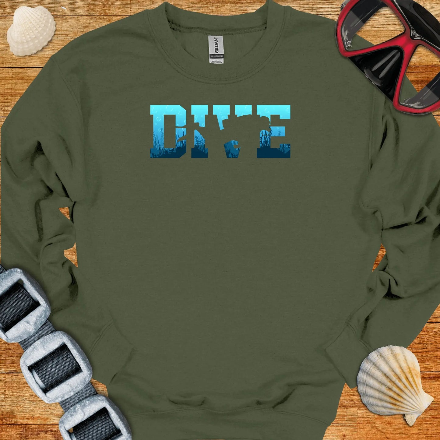 crewneck S / Military Green Dive Into The Blue Crewneck