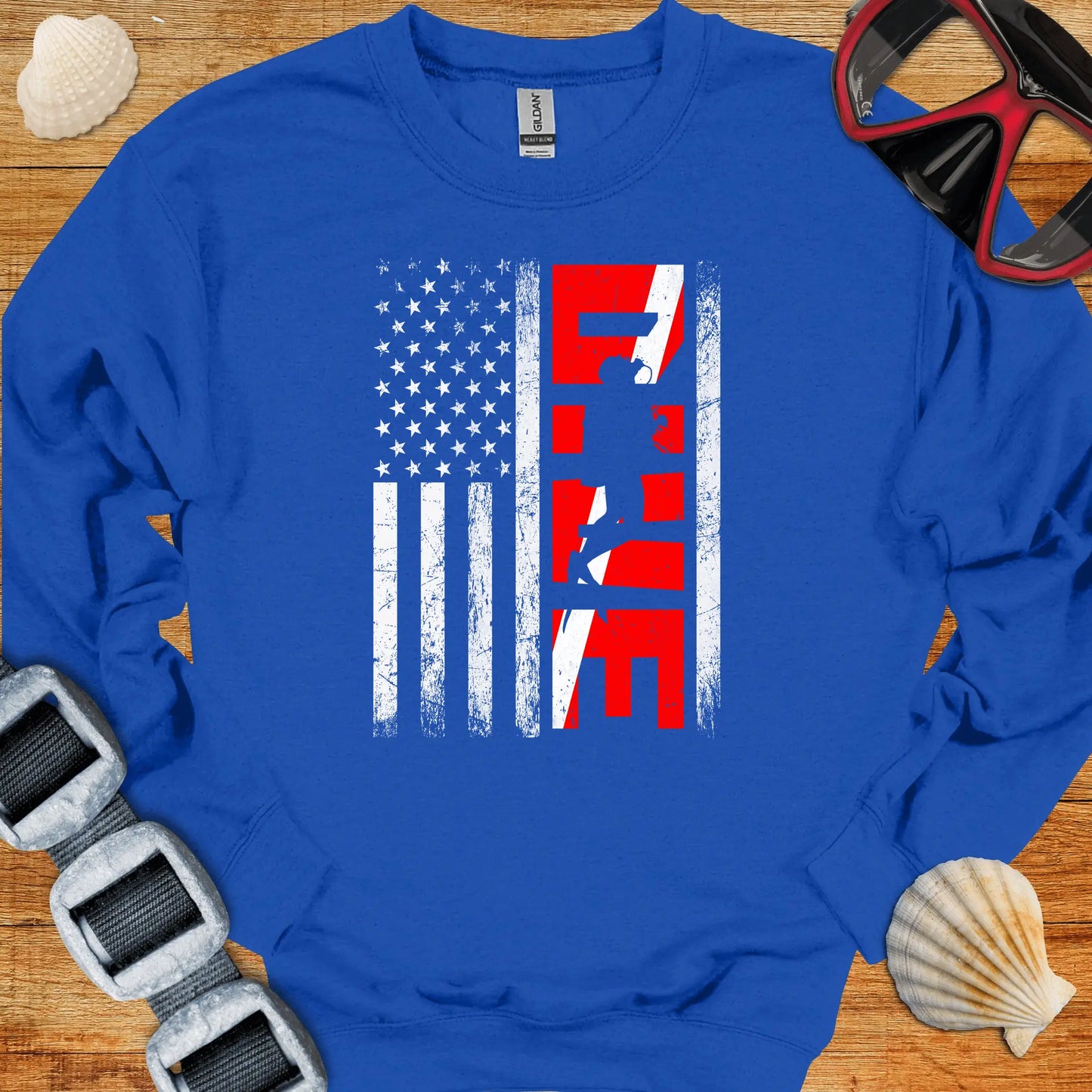 crewneck S / Royal Diver USA Flag Crewneck
