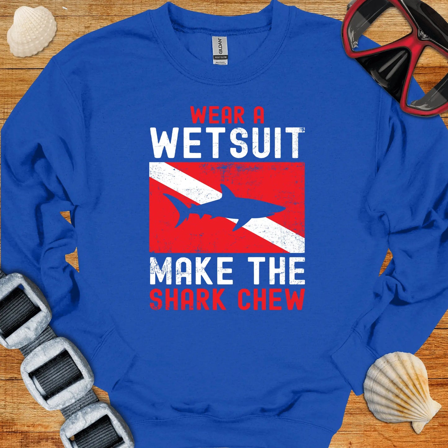 crewneck S / Royal Make The Shark Chew Crewneck