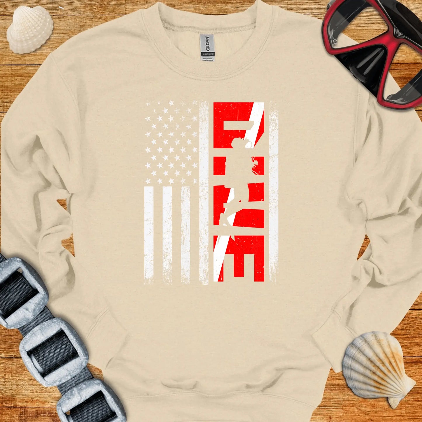 crewneck S / Sand Diver USA Flag Crewneck