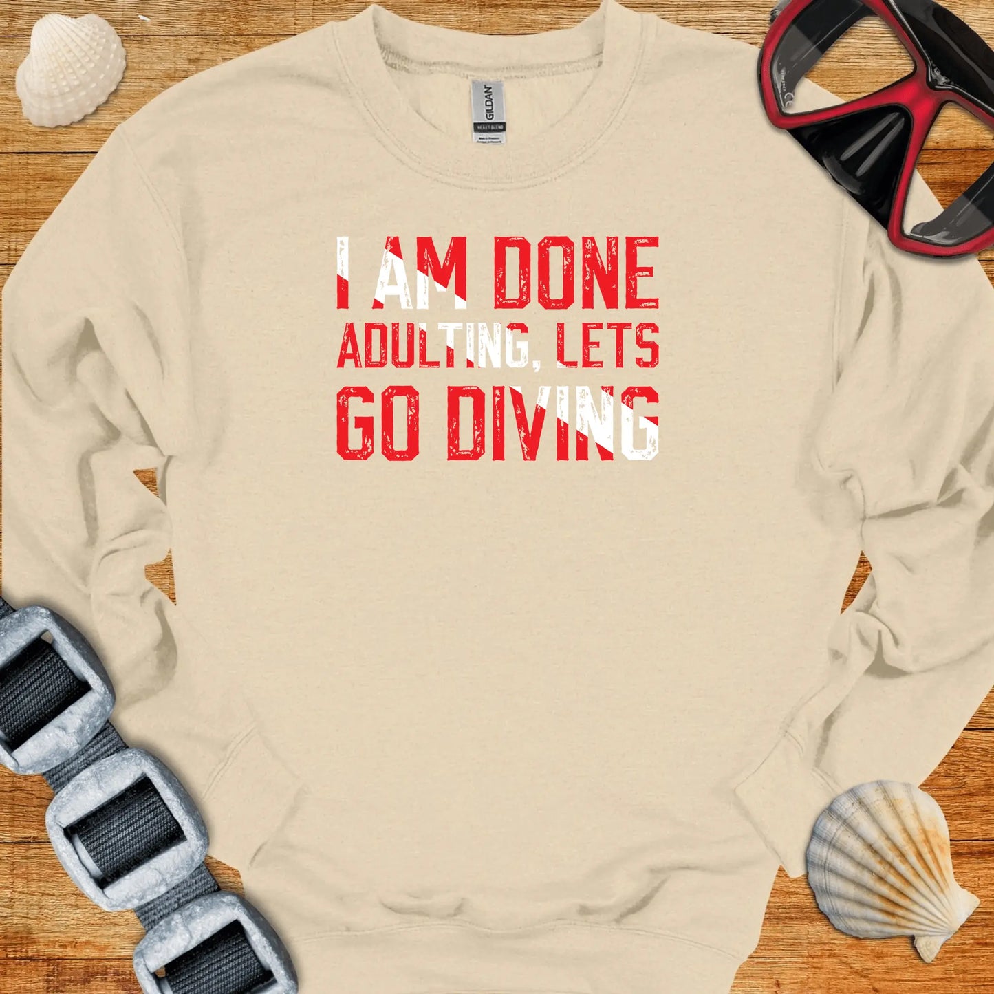 crewneck S / Sand Lets Go Diving Crewneck