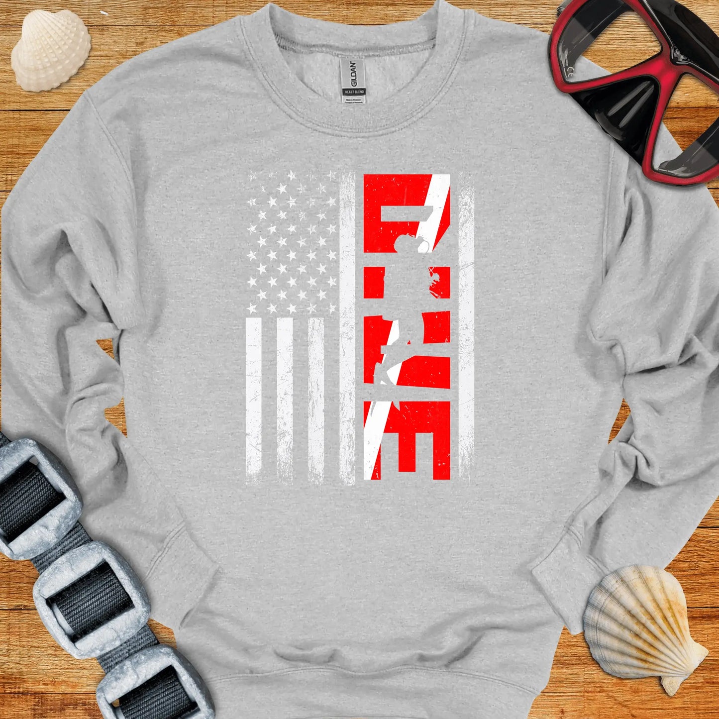 crewneck S / Sport Grey Diver USA Flag Crewneck