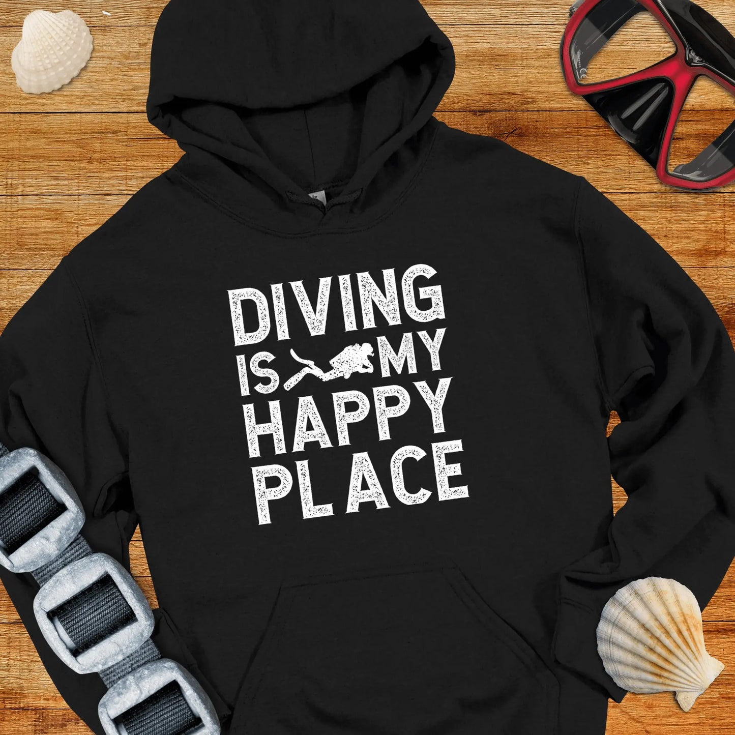 Hoodie Black / S Diving Is My Happy Place Hoodie