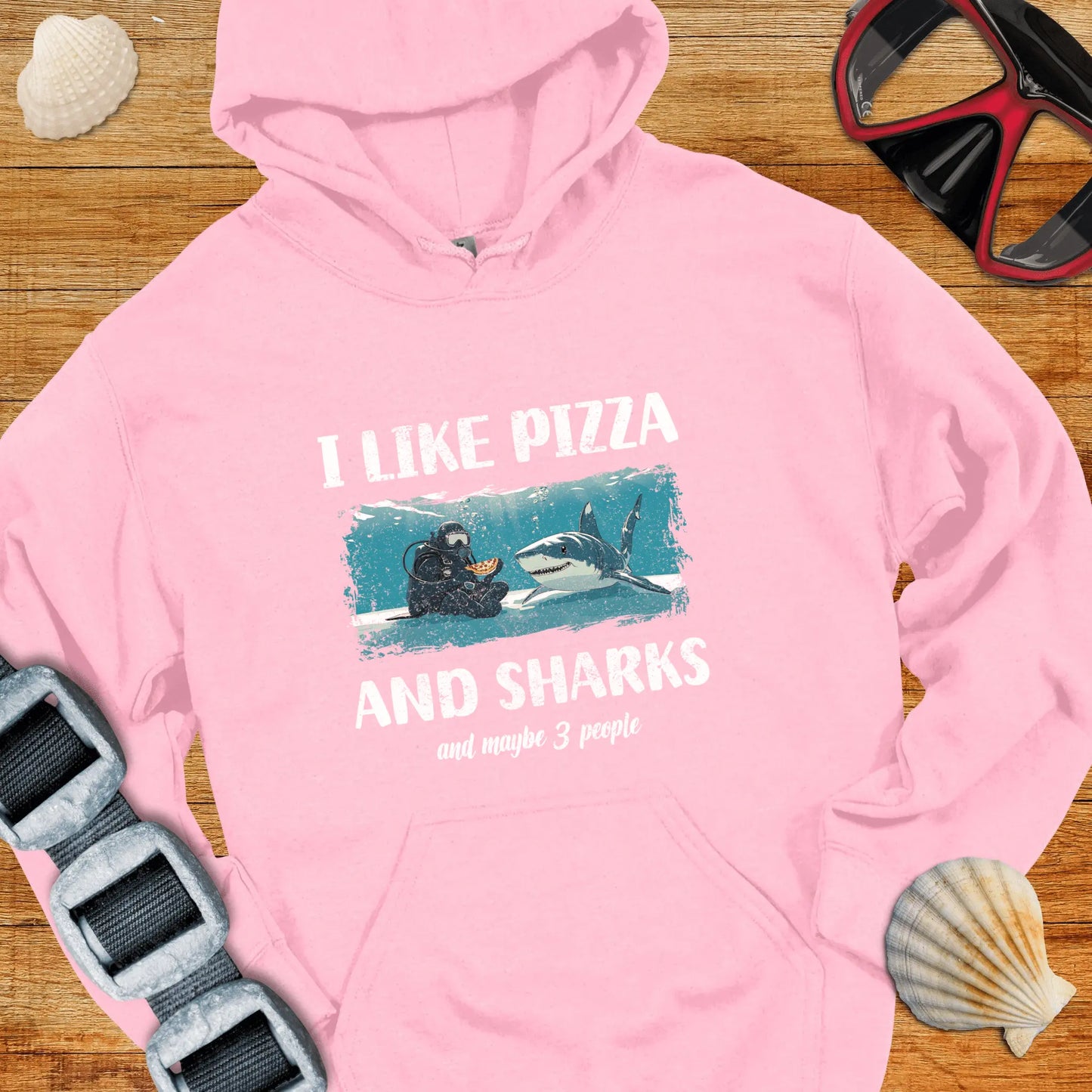 Hoodie Light Pink / S Pizza & Sharks Hoodie
