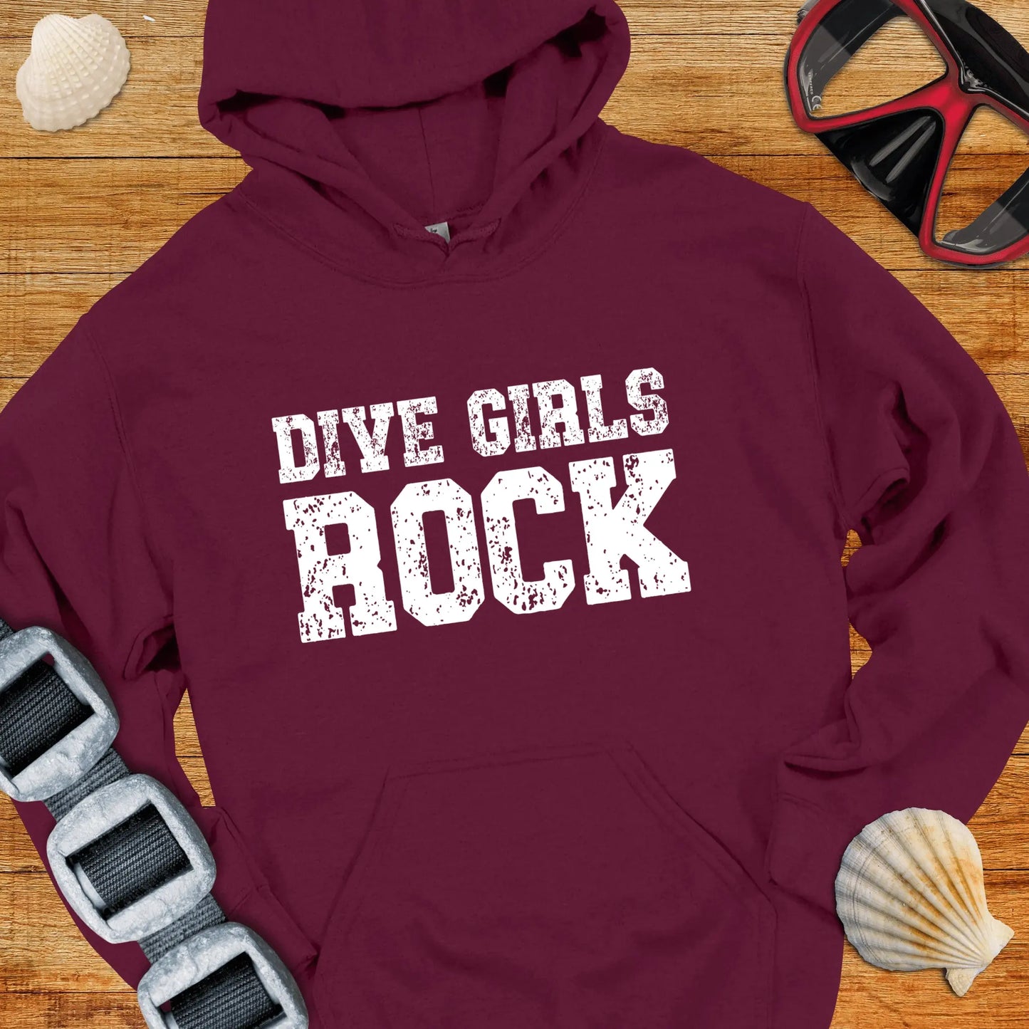 Hoodie Maroon / S Dive Girls Rock Hoodie