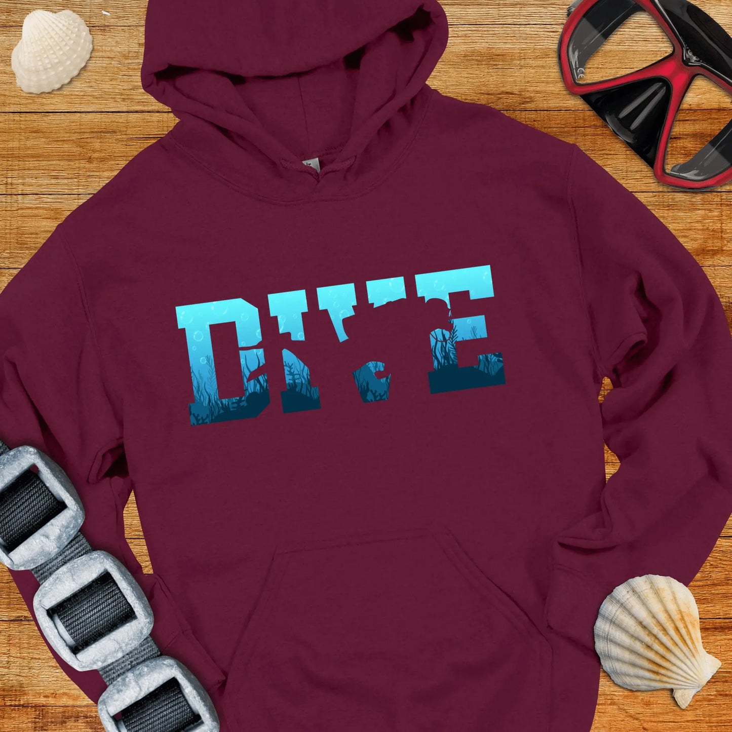Hoodie Maroon / S Dive Into The Blue Hoodie