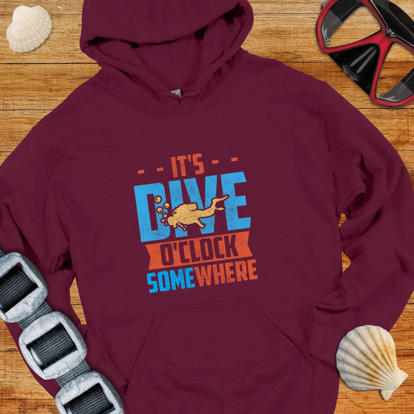 Hoodie Maroon / S Dive O'clock Somewhere - Hoodie