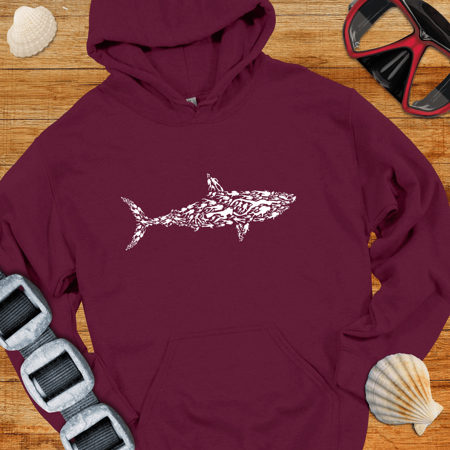 Hoodie Maroon / S Diver Shark Hoodie