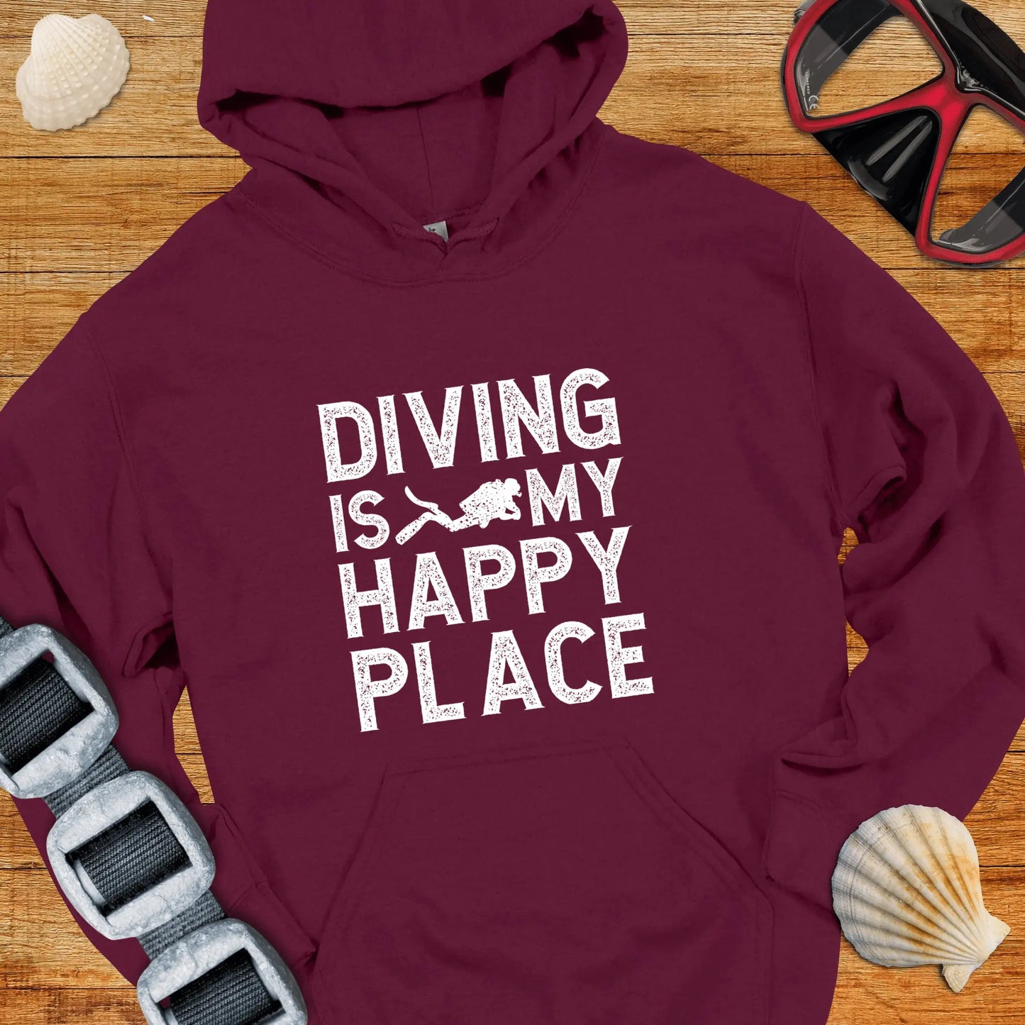 Hoodie Maroon / S Diving Is My Happy Place Hoodie