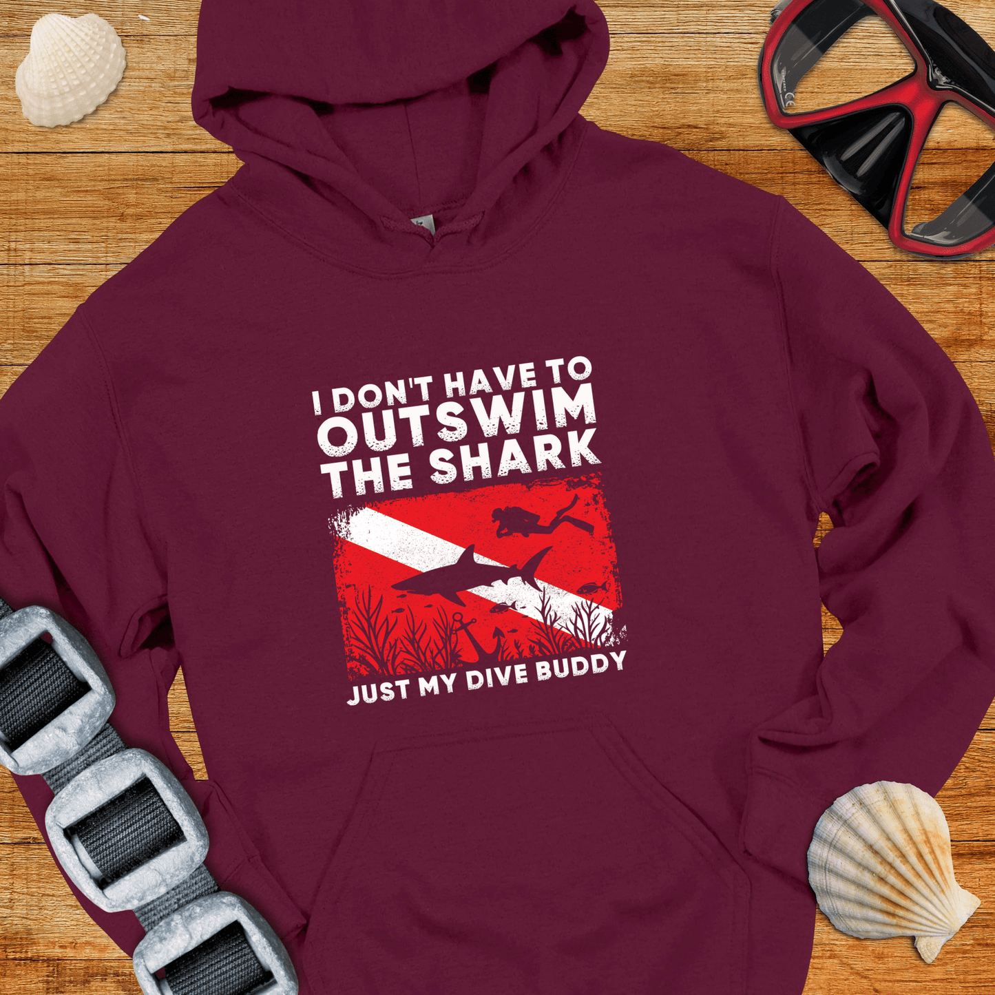 Hoodie Maroon / S Outswim The Shark Hoodie