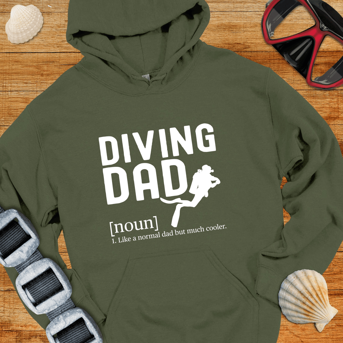 Hoodie Military Green / S Cool Diving Dad Hoodie