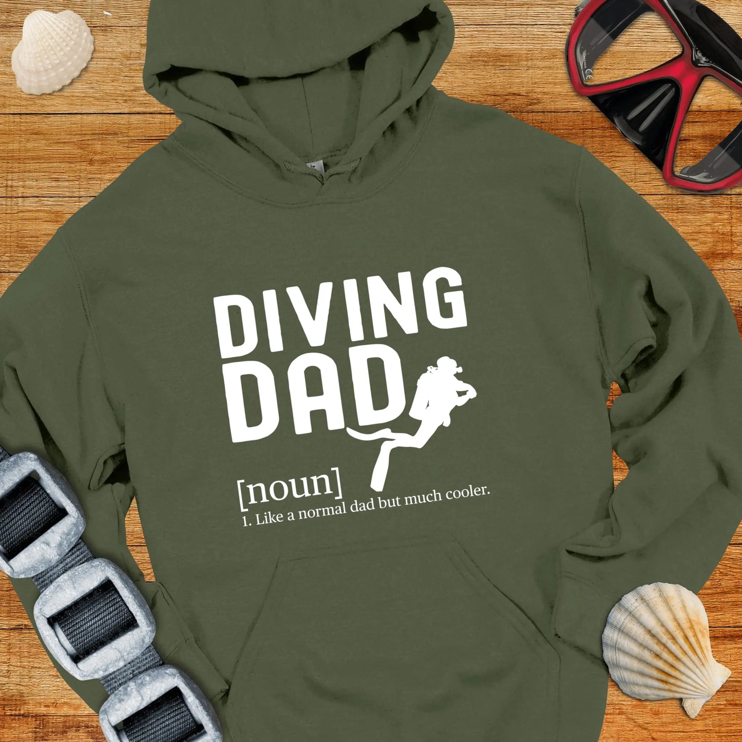 Hoodie Military Green / S Cool Diving Dad Hoodie