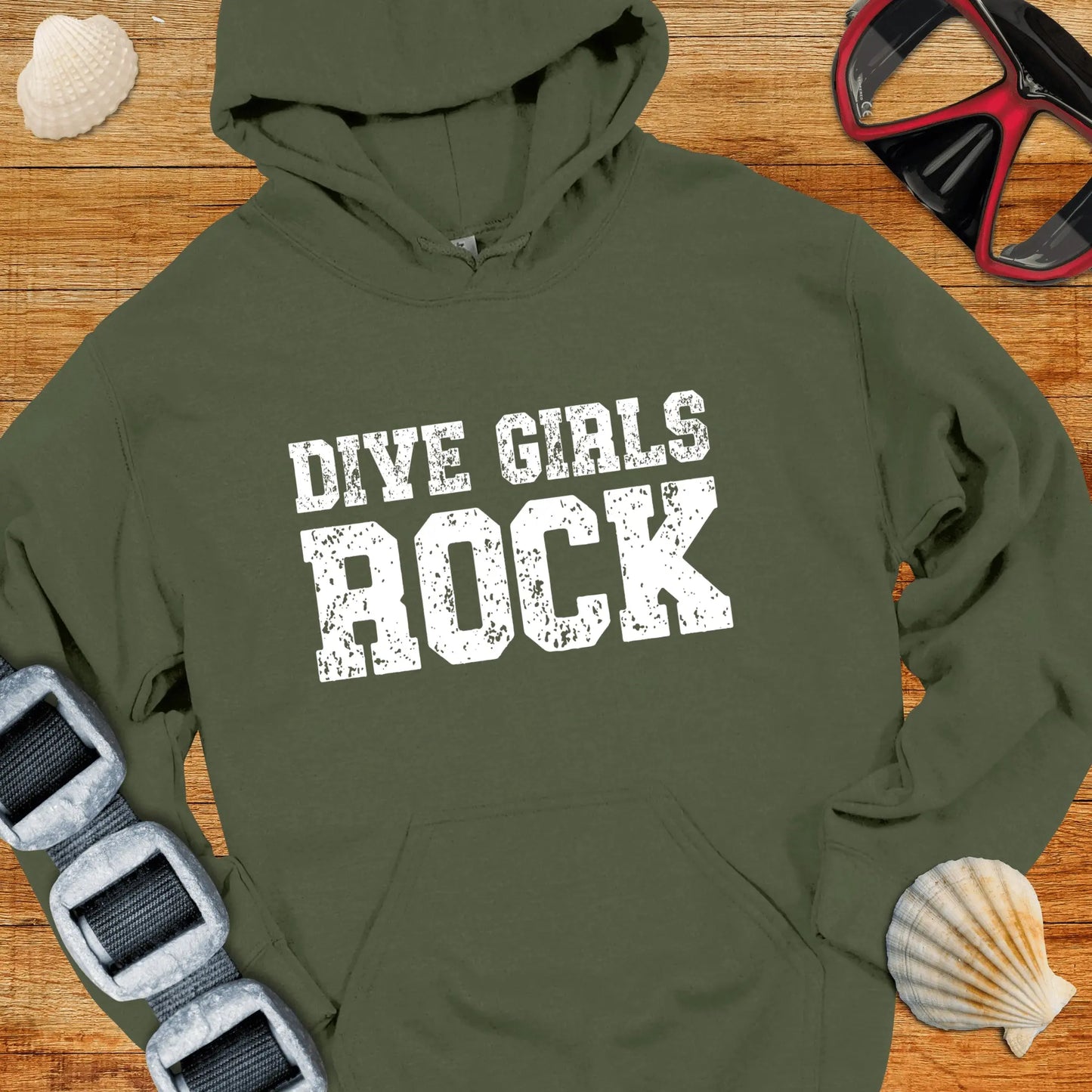Hoodie Military Green / S Dive Girls Rock Hoodie