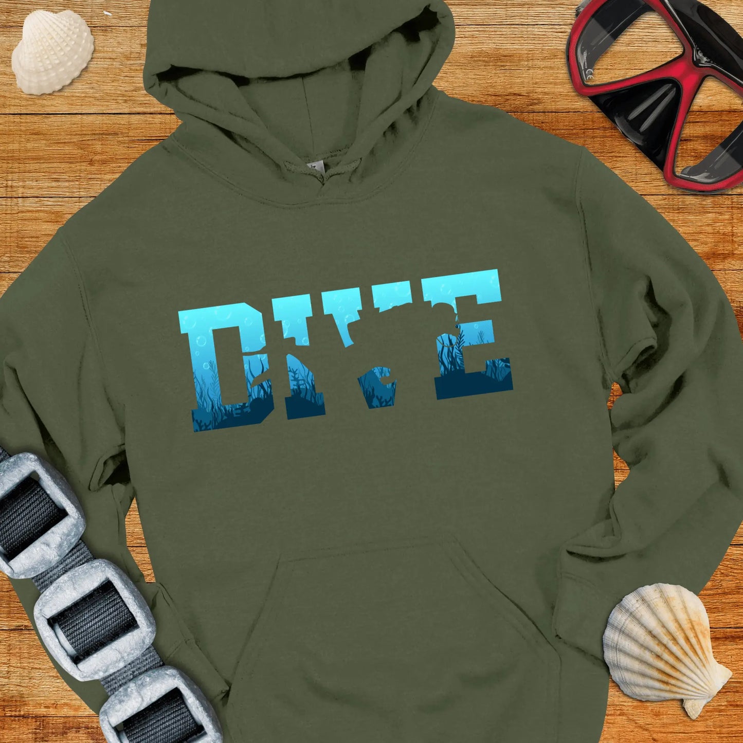 Hoodie Military Green / S Dive Into The Blue Hoodie