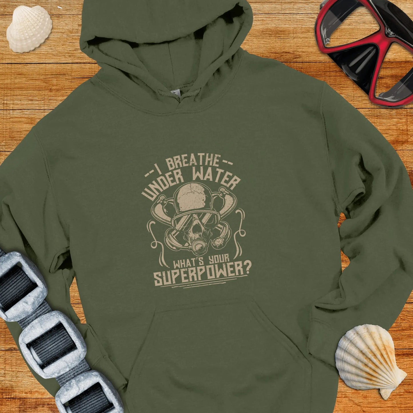 Hoodie Military Green / S I Breath Underwater Hoodie