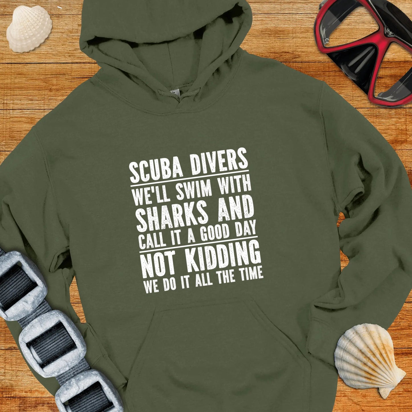 Hoodie Military Green / S Swim With Sharks Hoodie