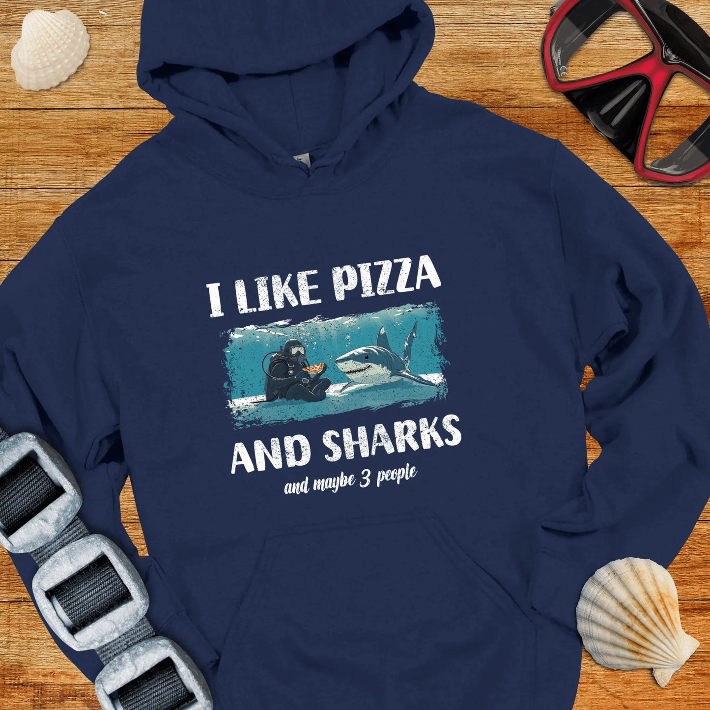 Hoodie Navy / S Pizza & Sharks Hoodie