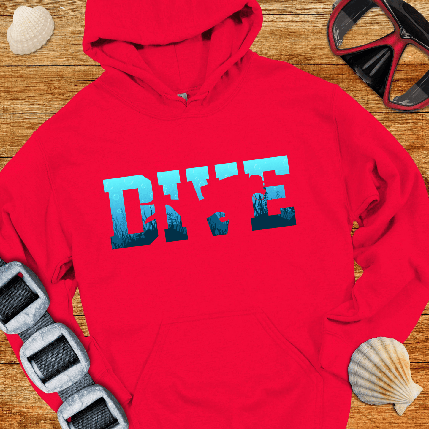 Hoodie Red / S Dive Into The Blue Hoodie