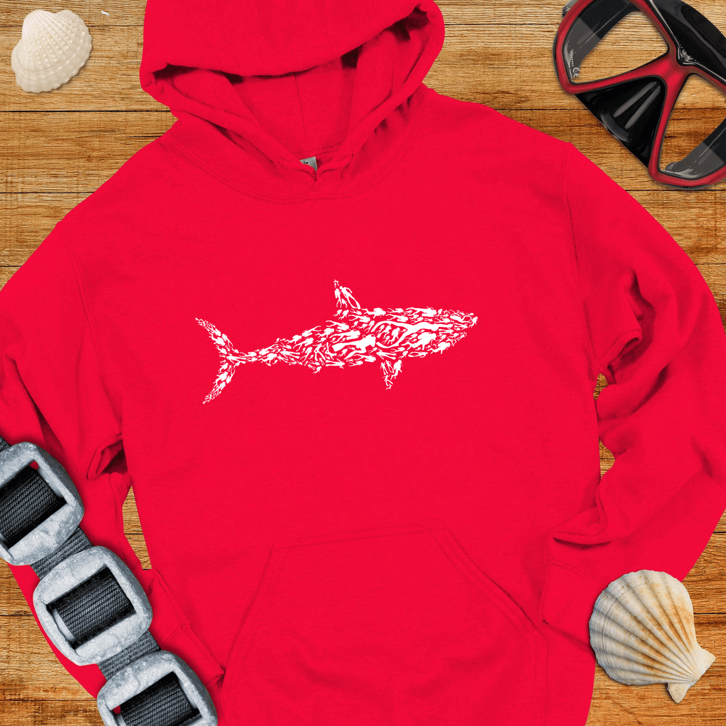 Hoodie Red / S Diver Shark Hoodie