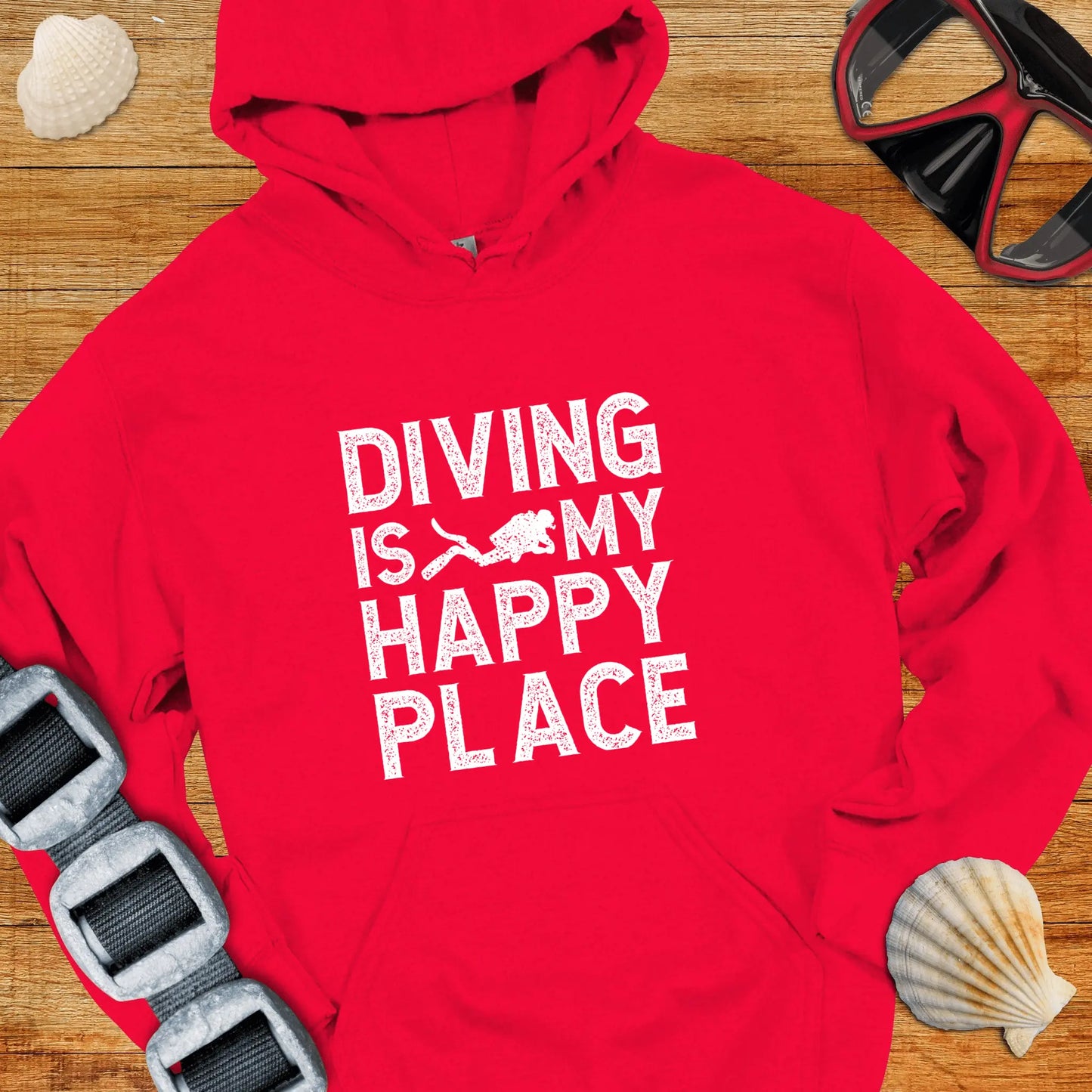 Hoodie Red / S Diving Is My Happy Place Hoodie