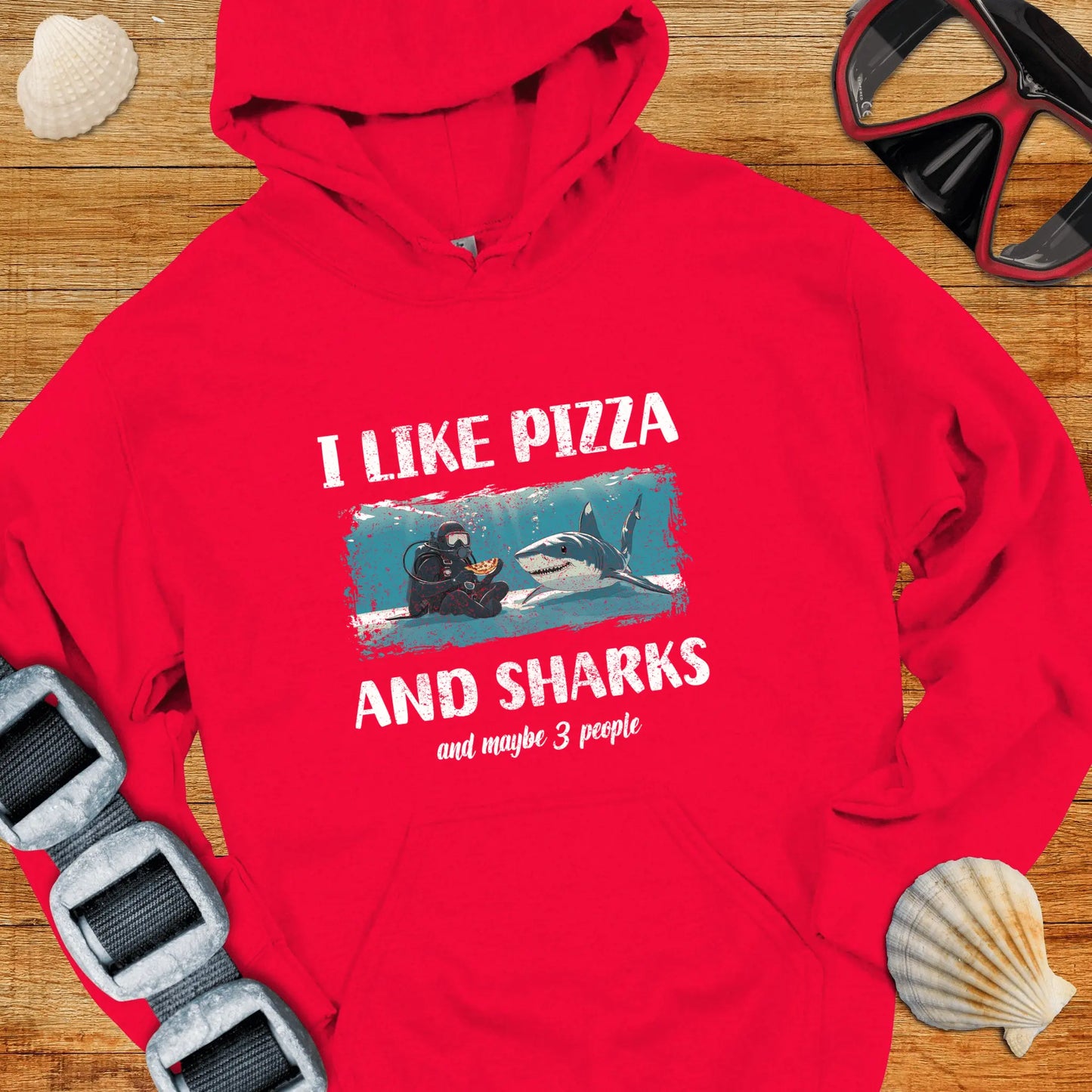 Hoodie Red / S Pizza & Sharks Hoodie