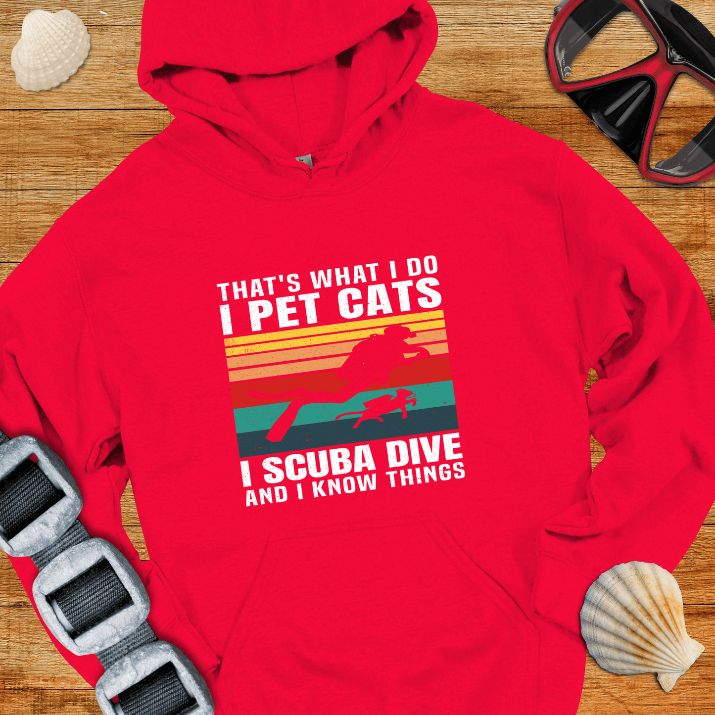 Hoodie Red / S Scuba and Cats Hoodie