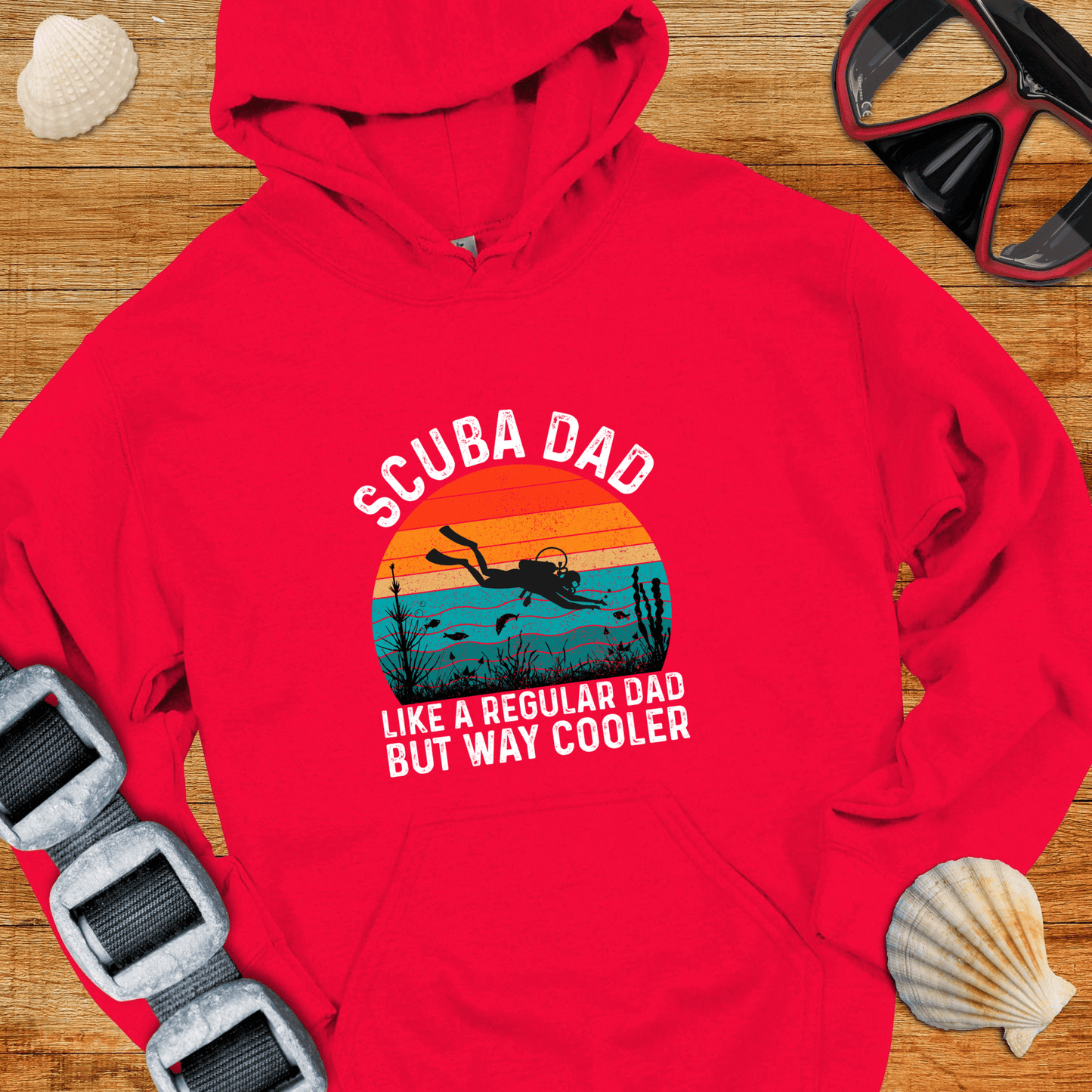 Hoodie Red / S Scuba Dad Way Cooler Hoodie