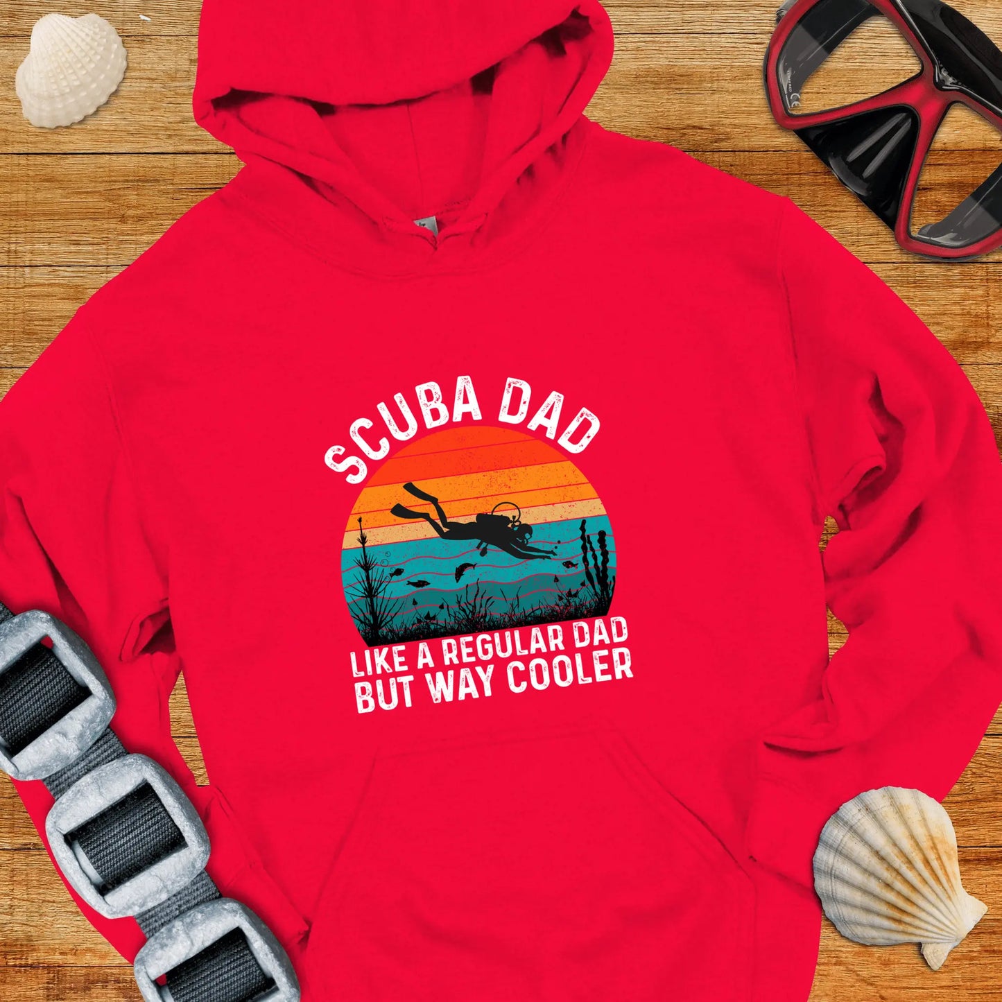 Hoodie Red / S Scuba Dad Way Cooler Hoodie