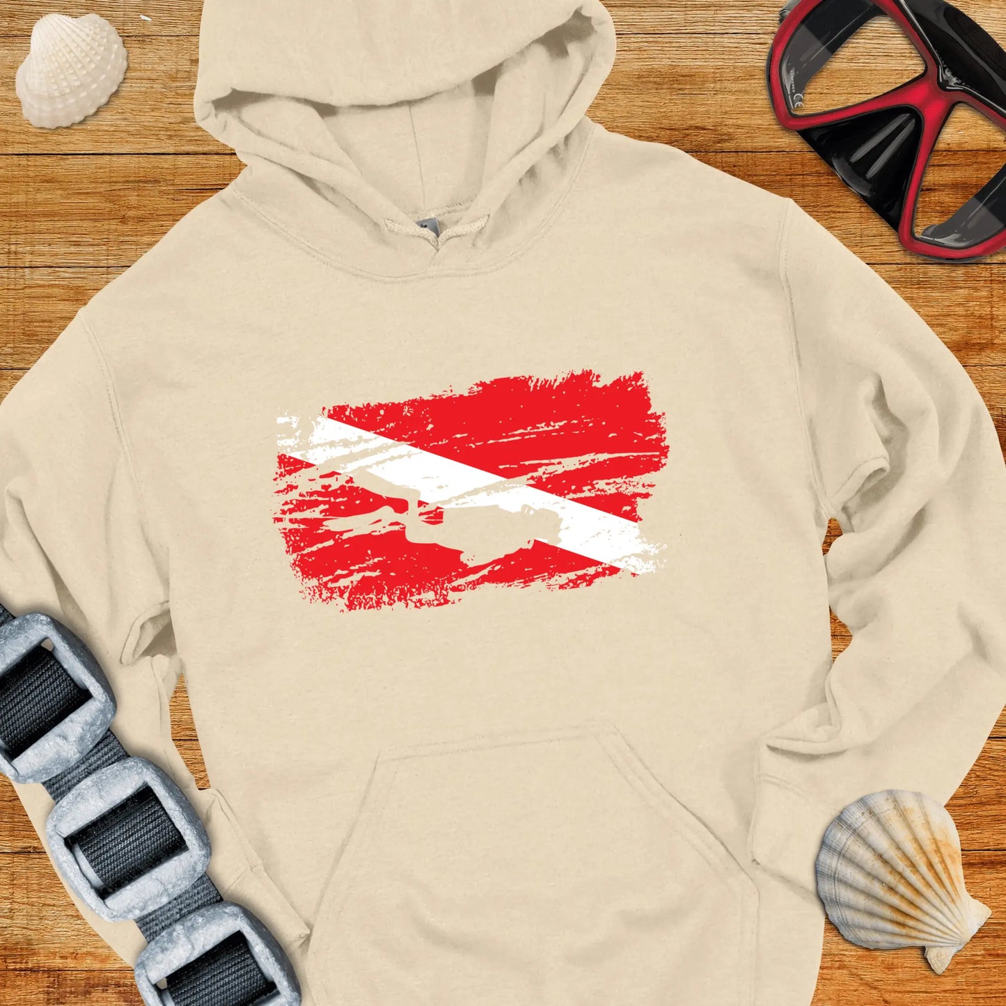 Hoodie Sand / S Grunge Diver Flag Hoodie