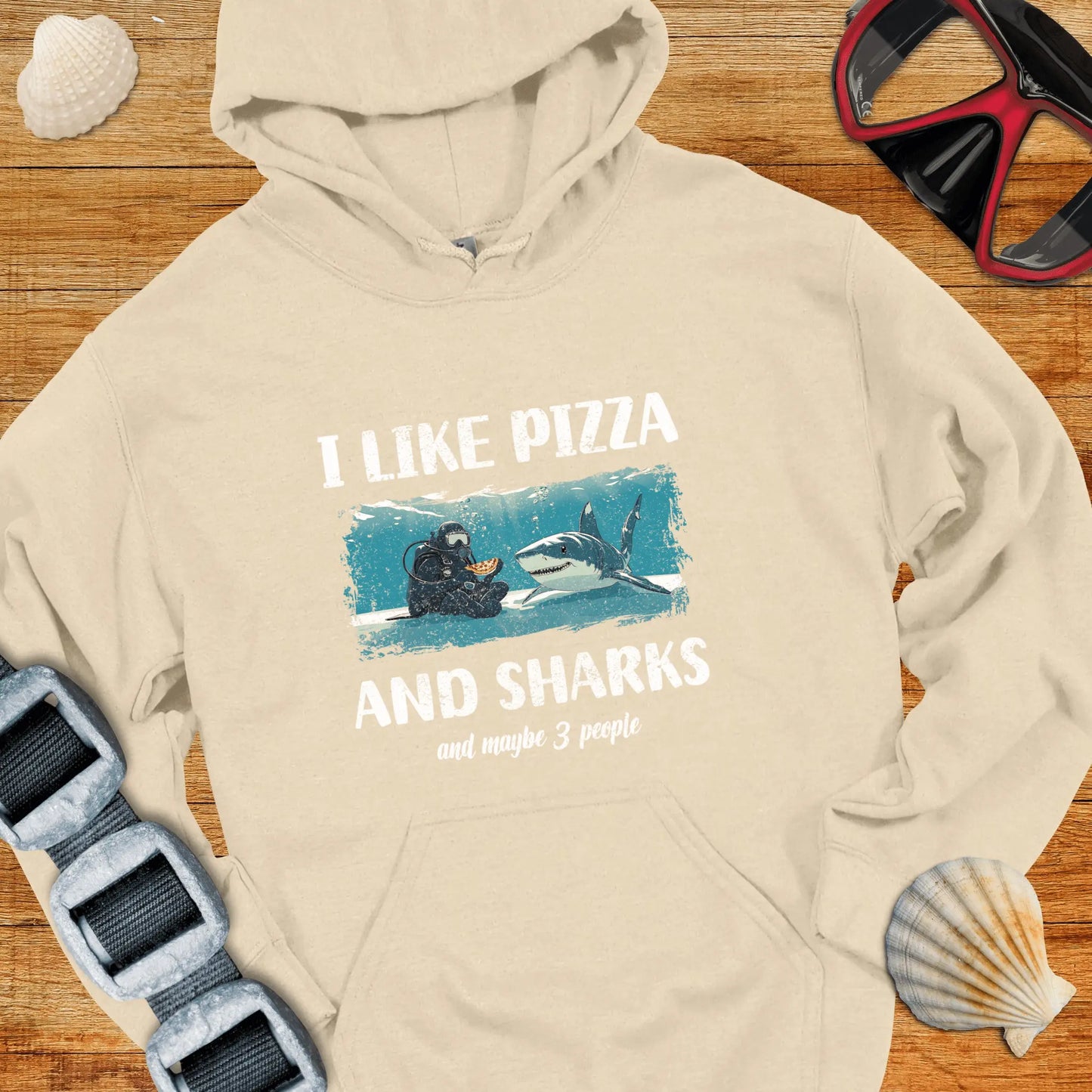 Hoodie Sand / S Pizza & Sharks Hoodie