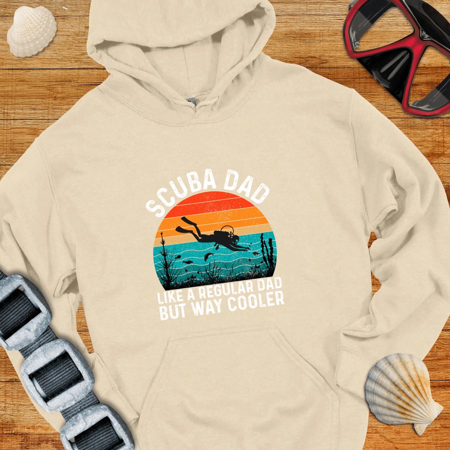 Hoodie Sand / S Scuba Dad Way Cooler Hoodie