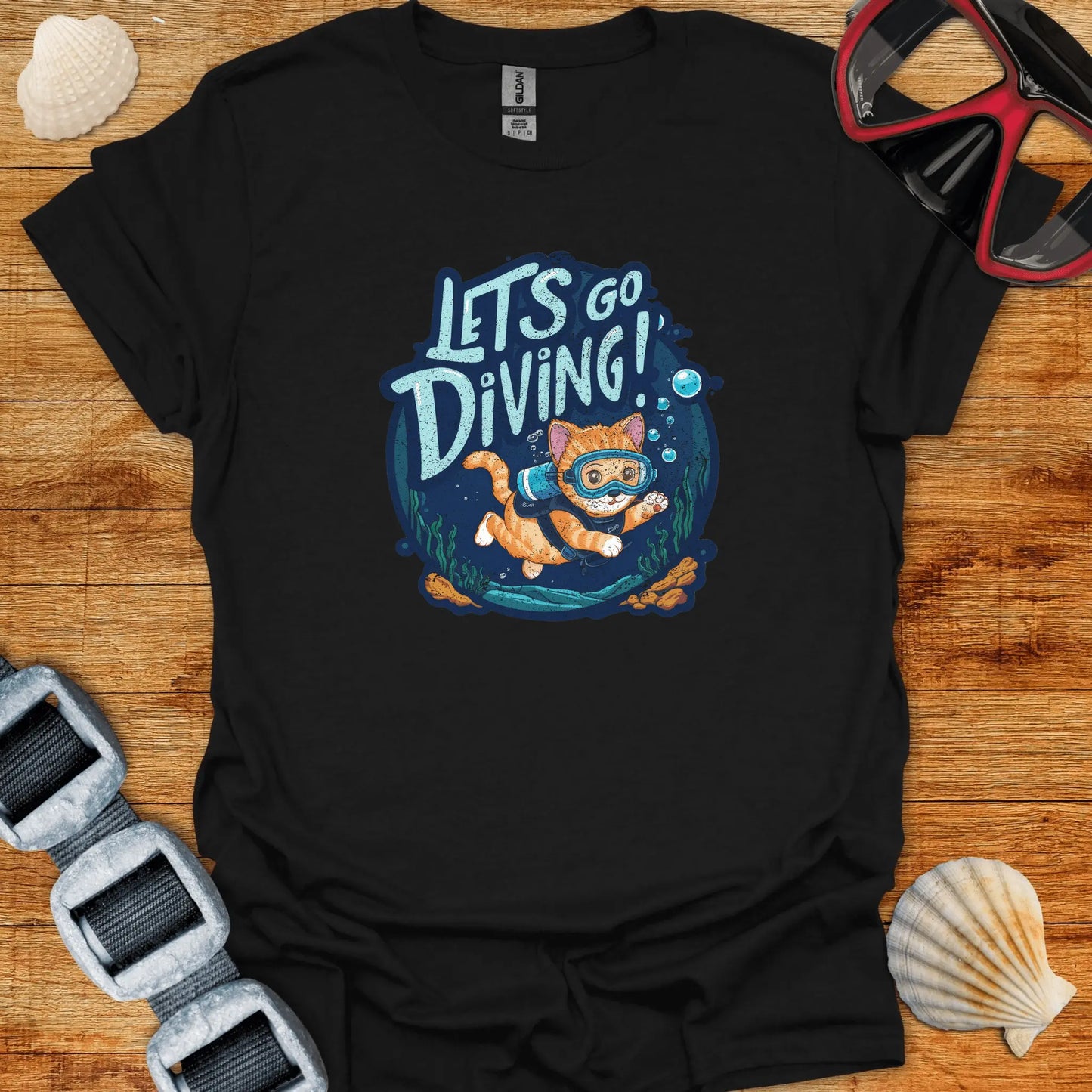 T-Shirt Black / S Cat Diving T-Shirt