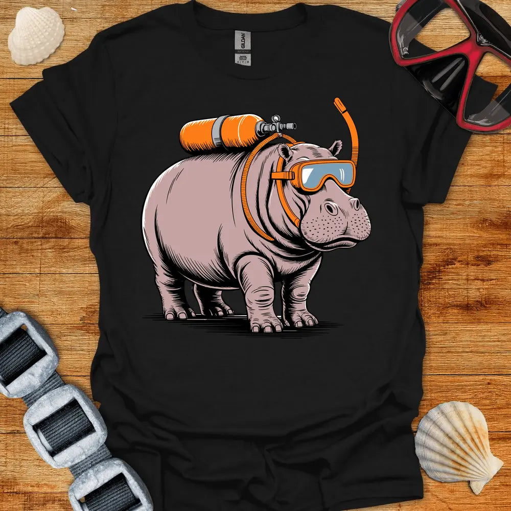 T-Shirt Black / S Hippo Diver T-Shirt