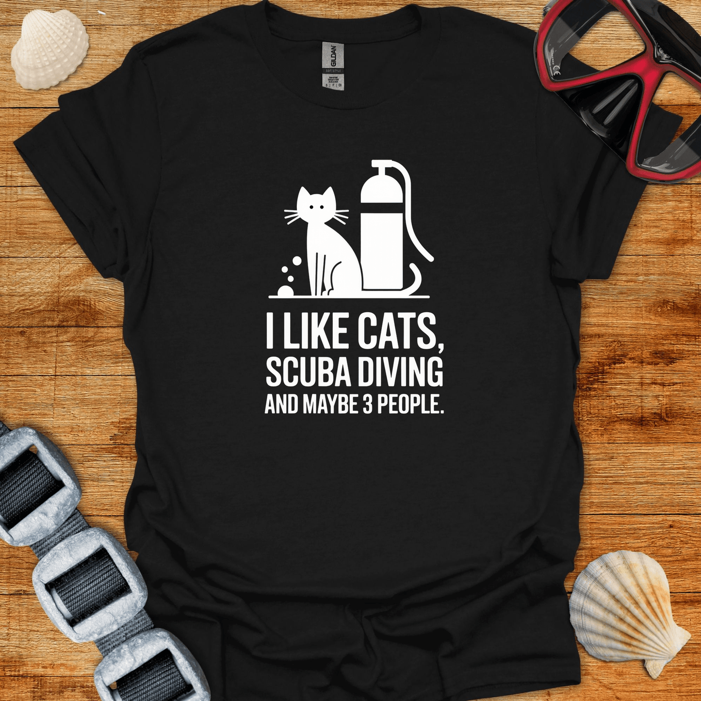 T-Shirt Black / S I Like Cats & Diving T-Shirt