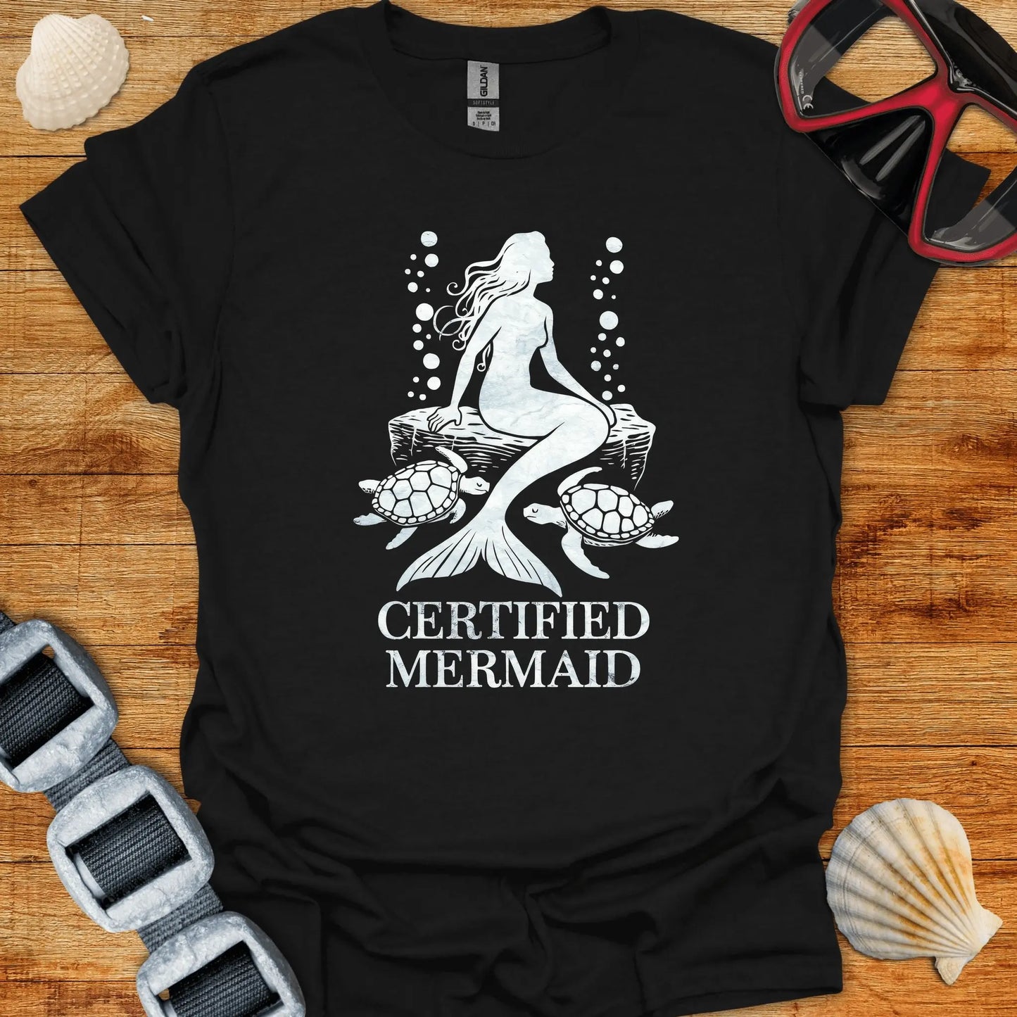T-Shirt Black / S Mermaid Turtles T-Shirt