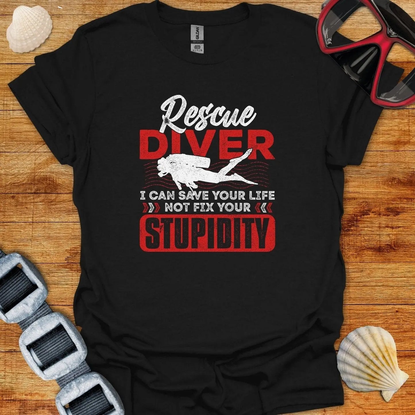 T-Shirt Black / S Rescue Diver