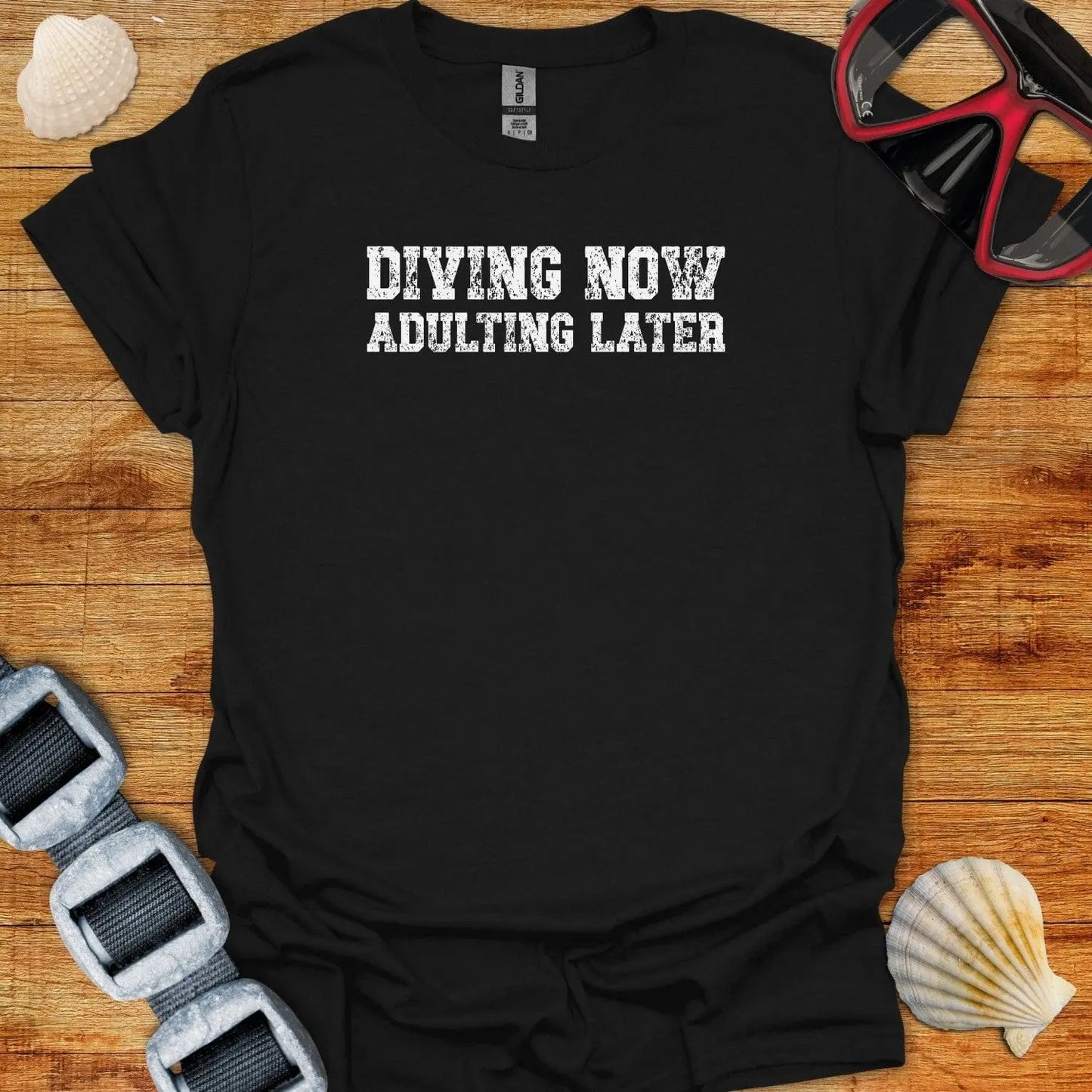 T-Shirt Black / XS Diving Now Adulting Later