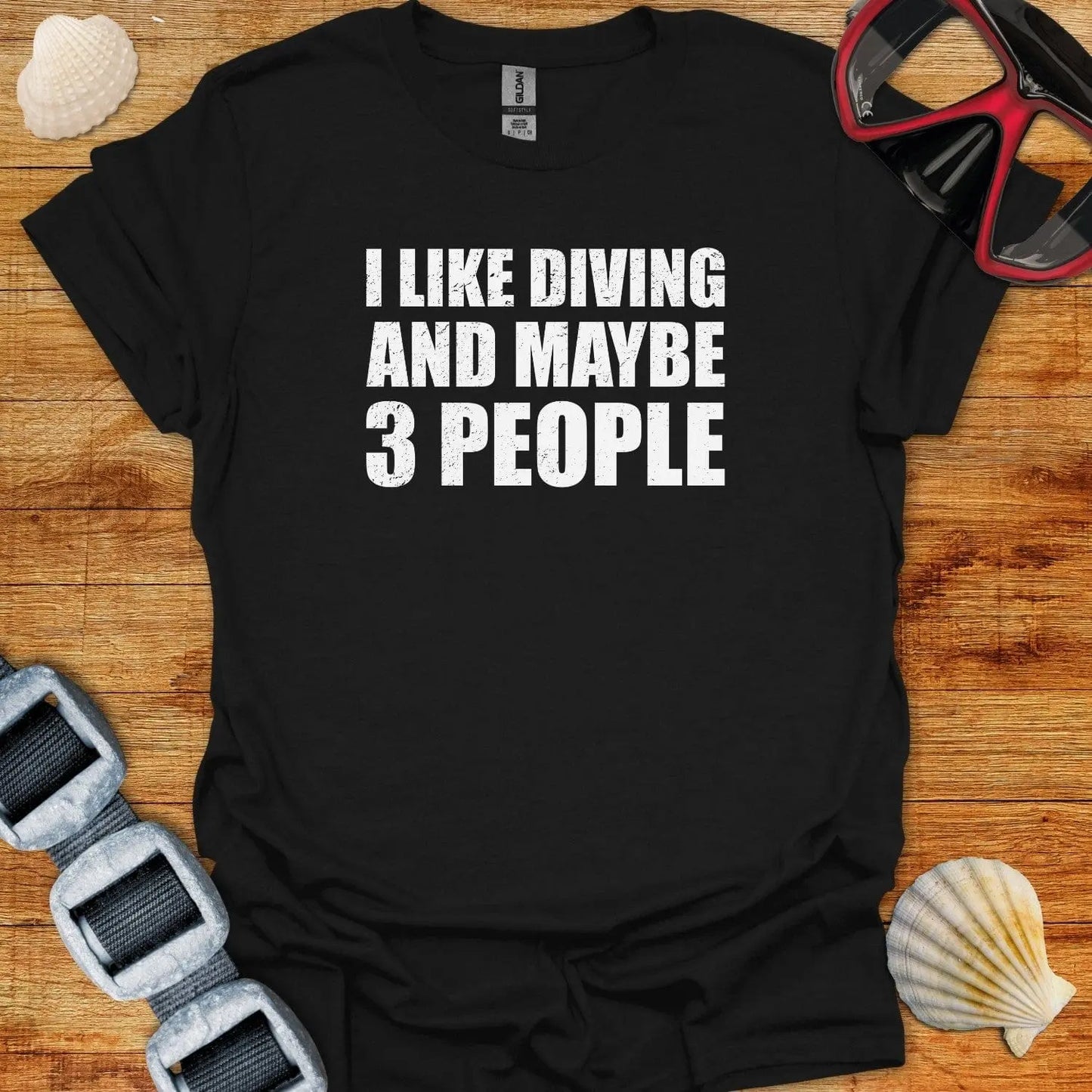T-Shirt Black / XS I Like Diving & 3 People