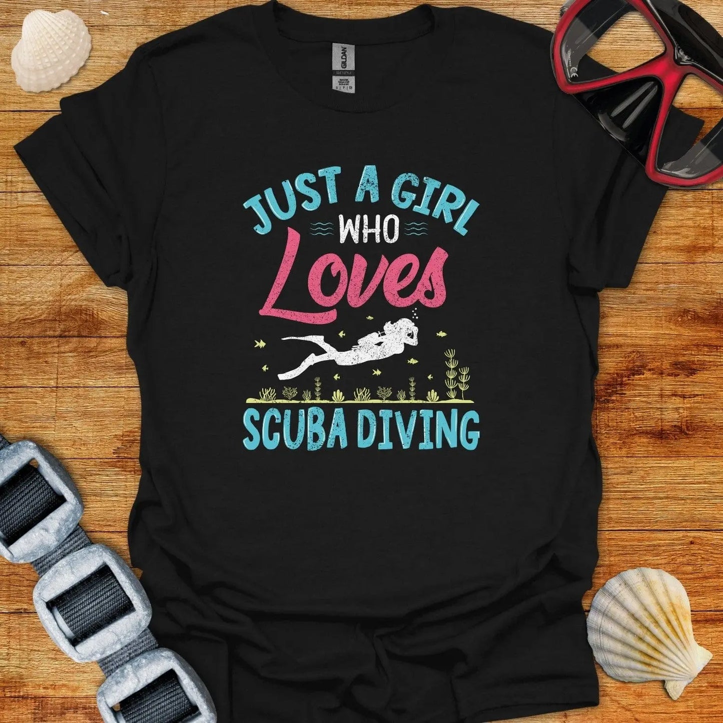 T-Shirt Black / XS Just A Girl Who Loves Diving